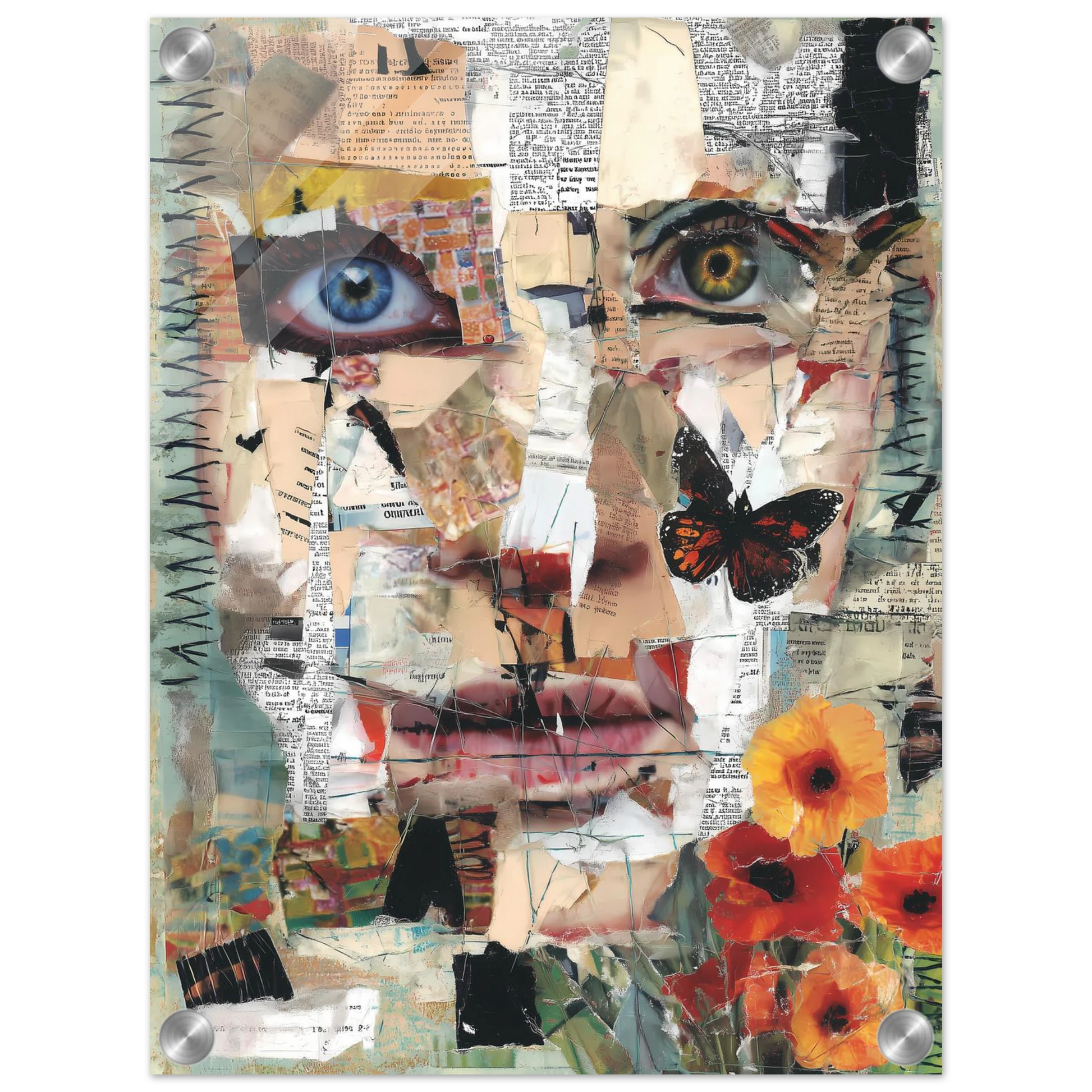 Le Visage de Papier — tableau plexiglas — vue 3 — art mural STNCL