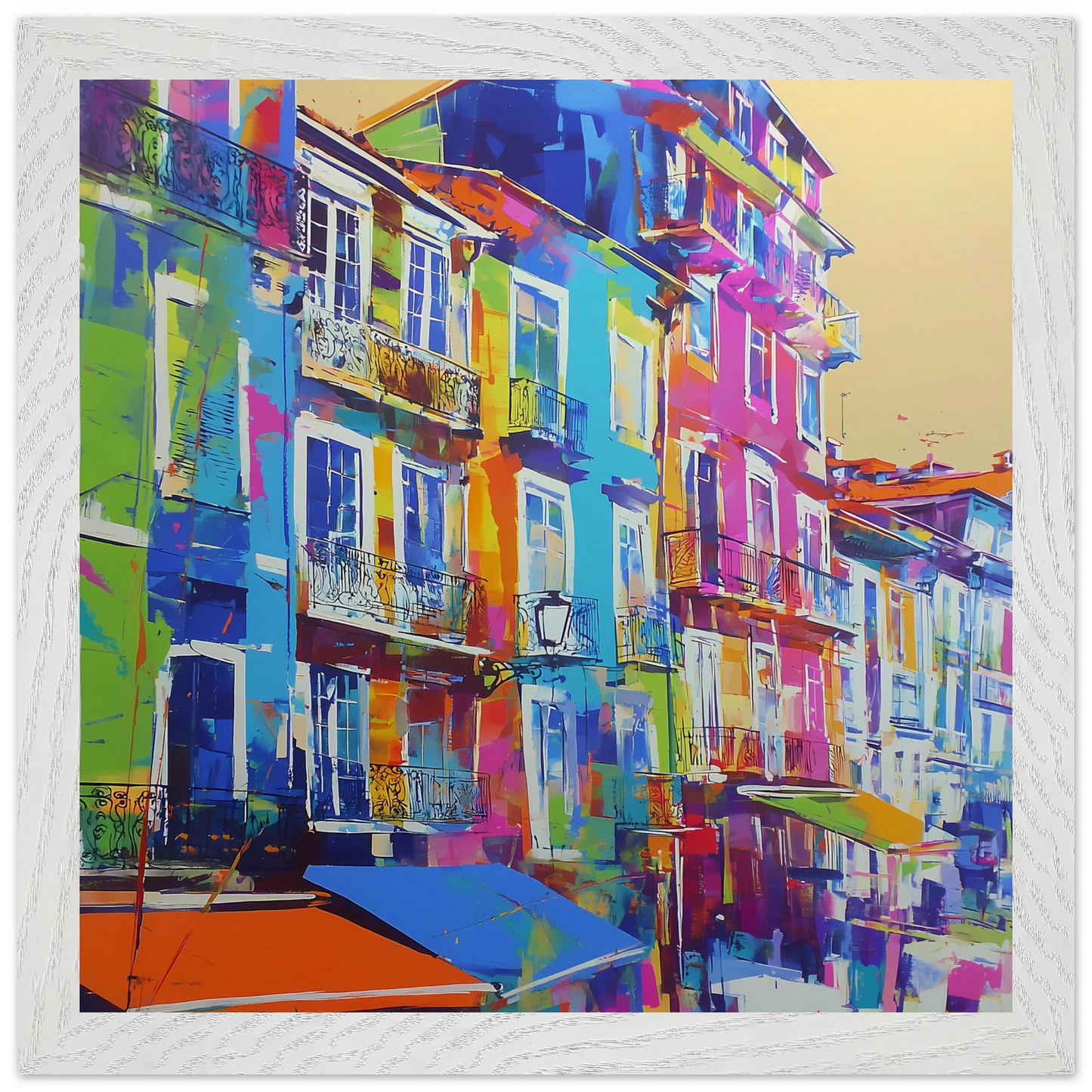 Balcons Colorés — tableau encadre bois — vue 11 — art mural STNCL