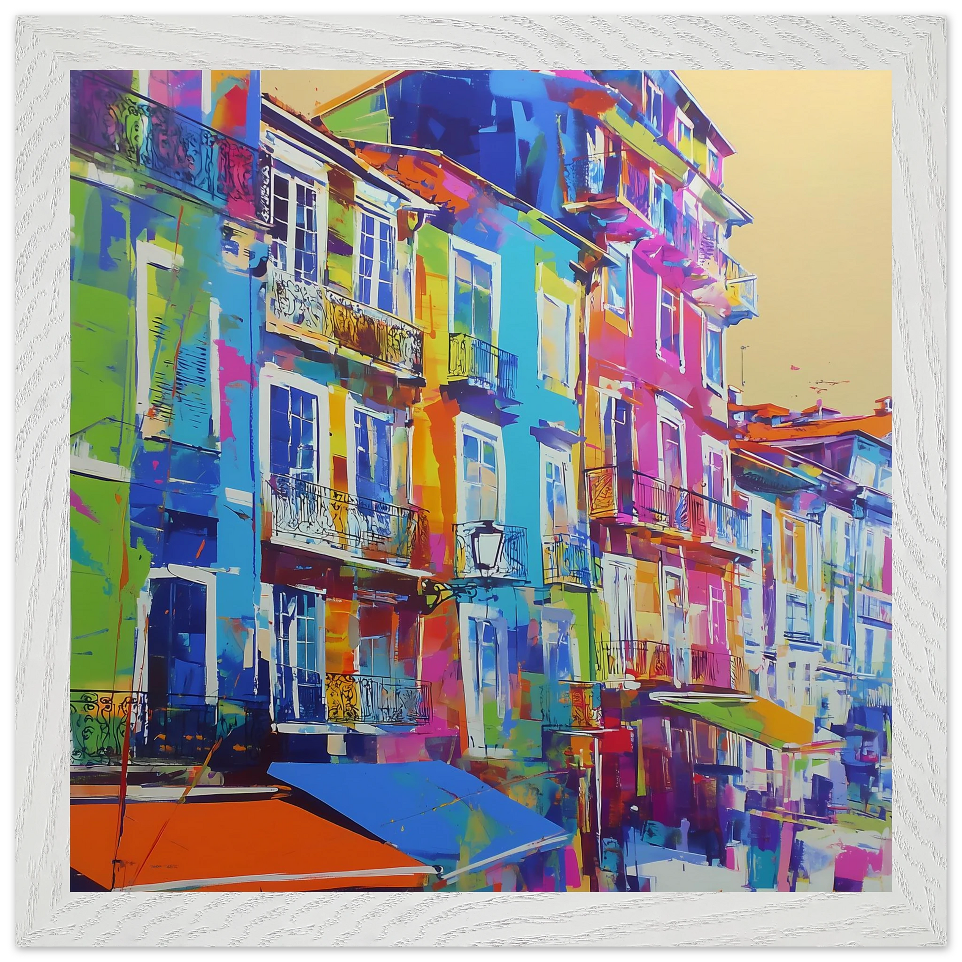 Balcons Colorés — tableau encadre bois — vue 11 — art mural STNCL