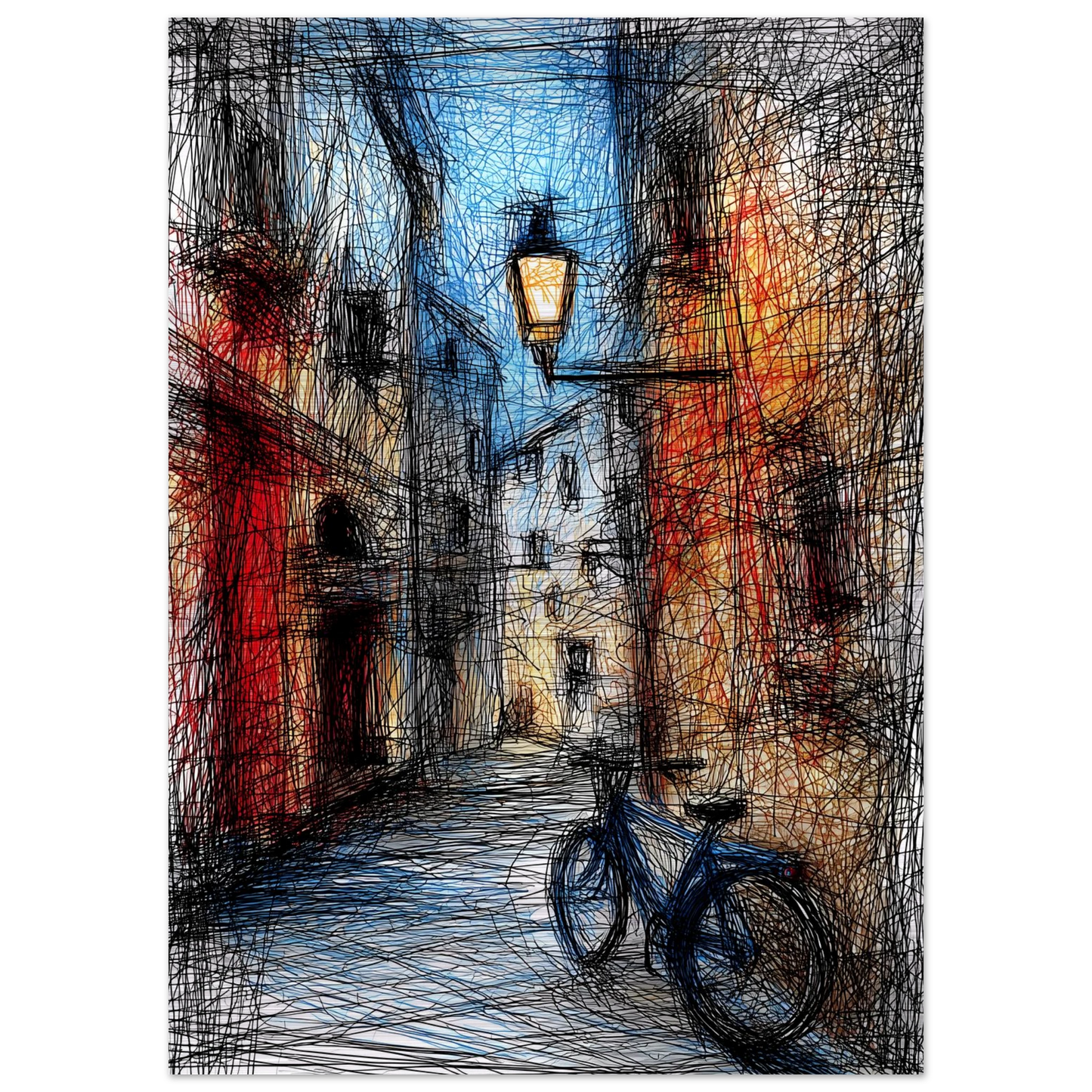 Ruelle à la Lanterne — tableau aluminium — vue 4 — art mural STNCL