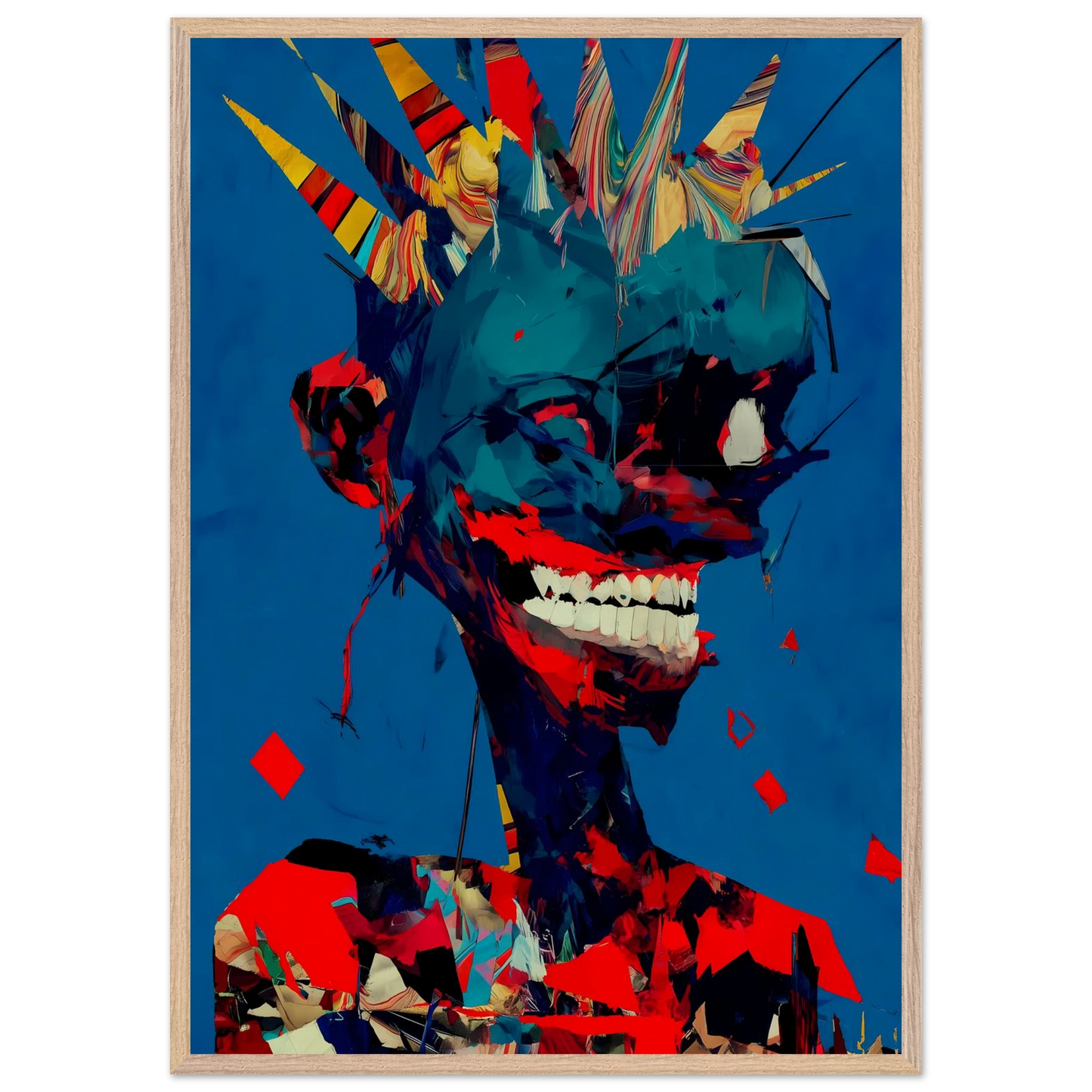 Le Rire Bleu — tableau encadré bois — vue 6 — art mural STNCL