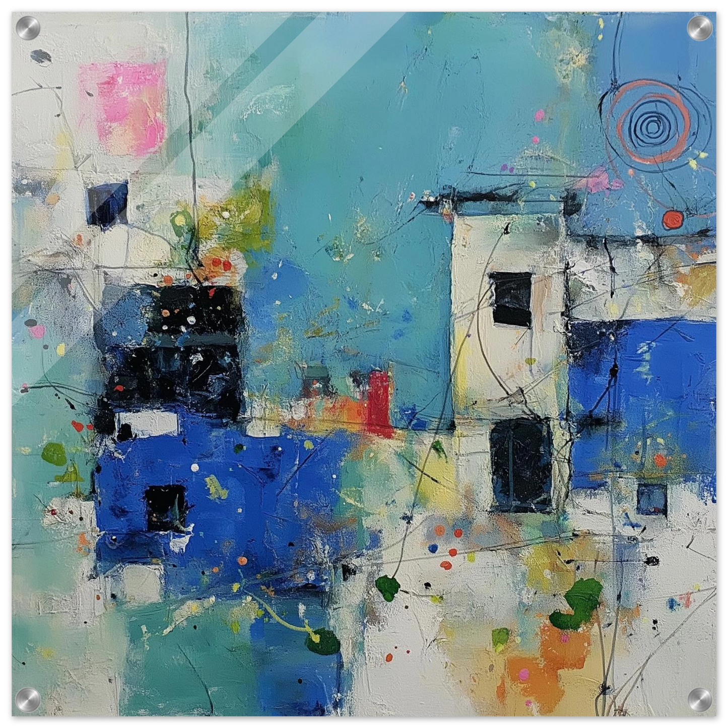 Façades Bleues Éclatées — tableau plexiglas — art mural STNCL