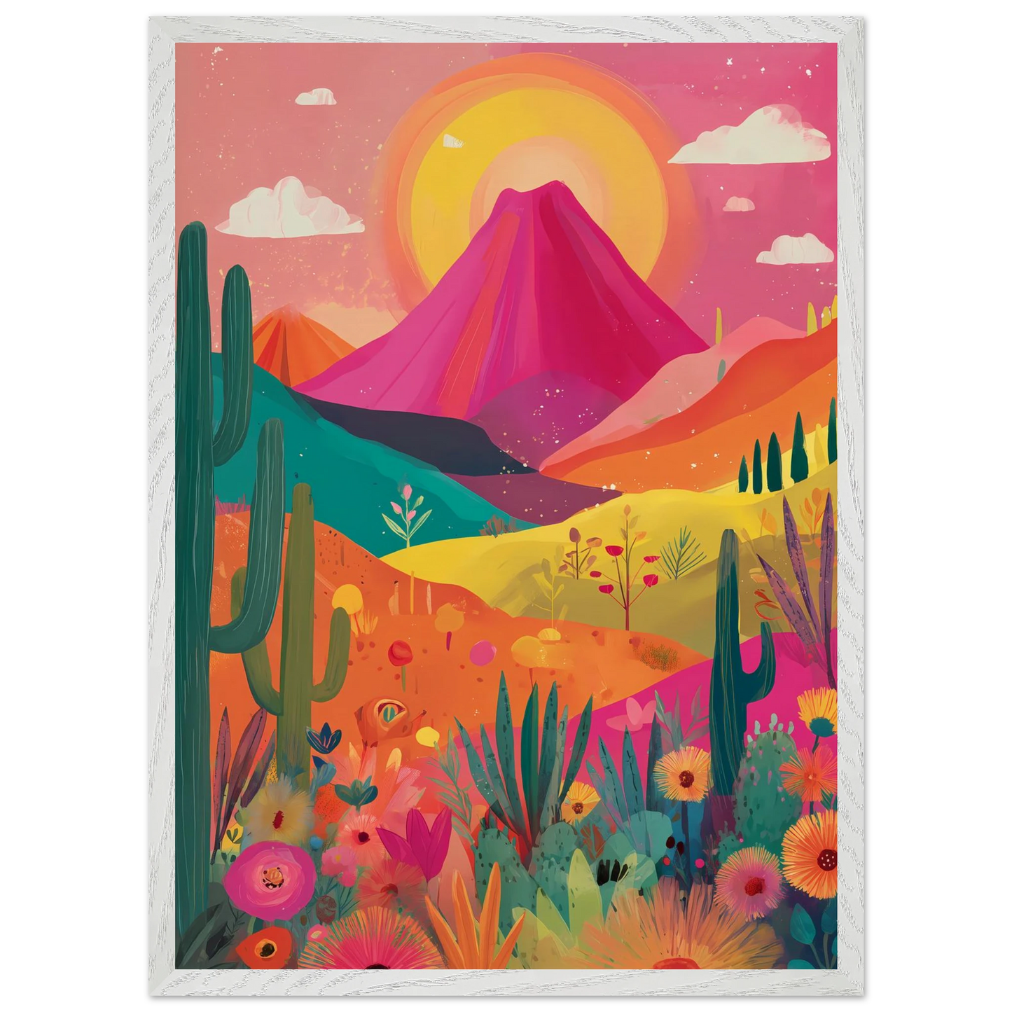 Volcan Fleuri — tableau encadre bois — vue 11 — art mural STNCL