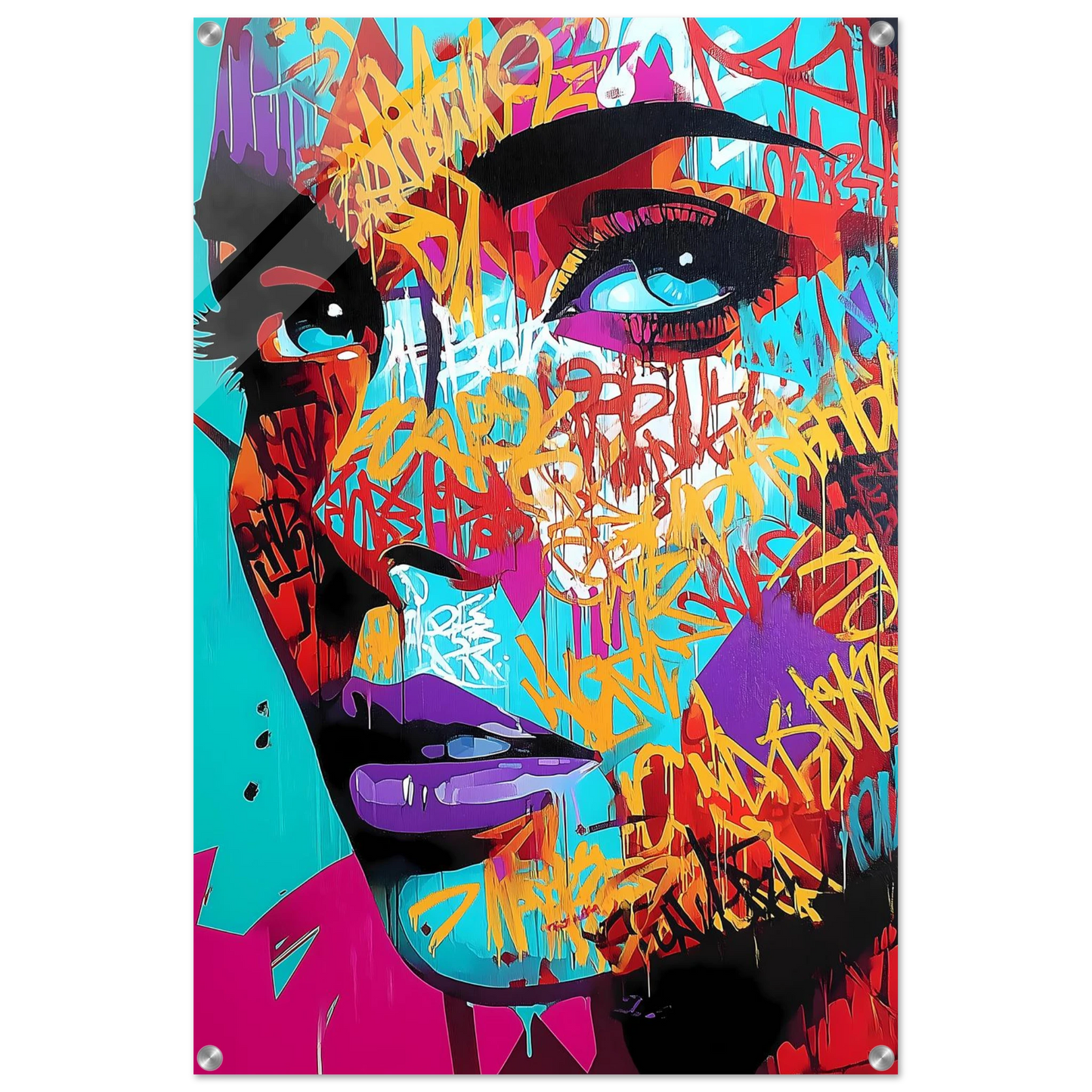 Lettres sur le Visage — tableau plexiglas — vue 5 — art mural STNCL