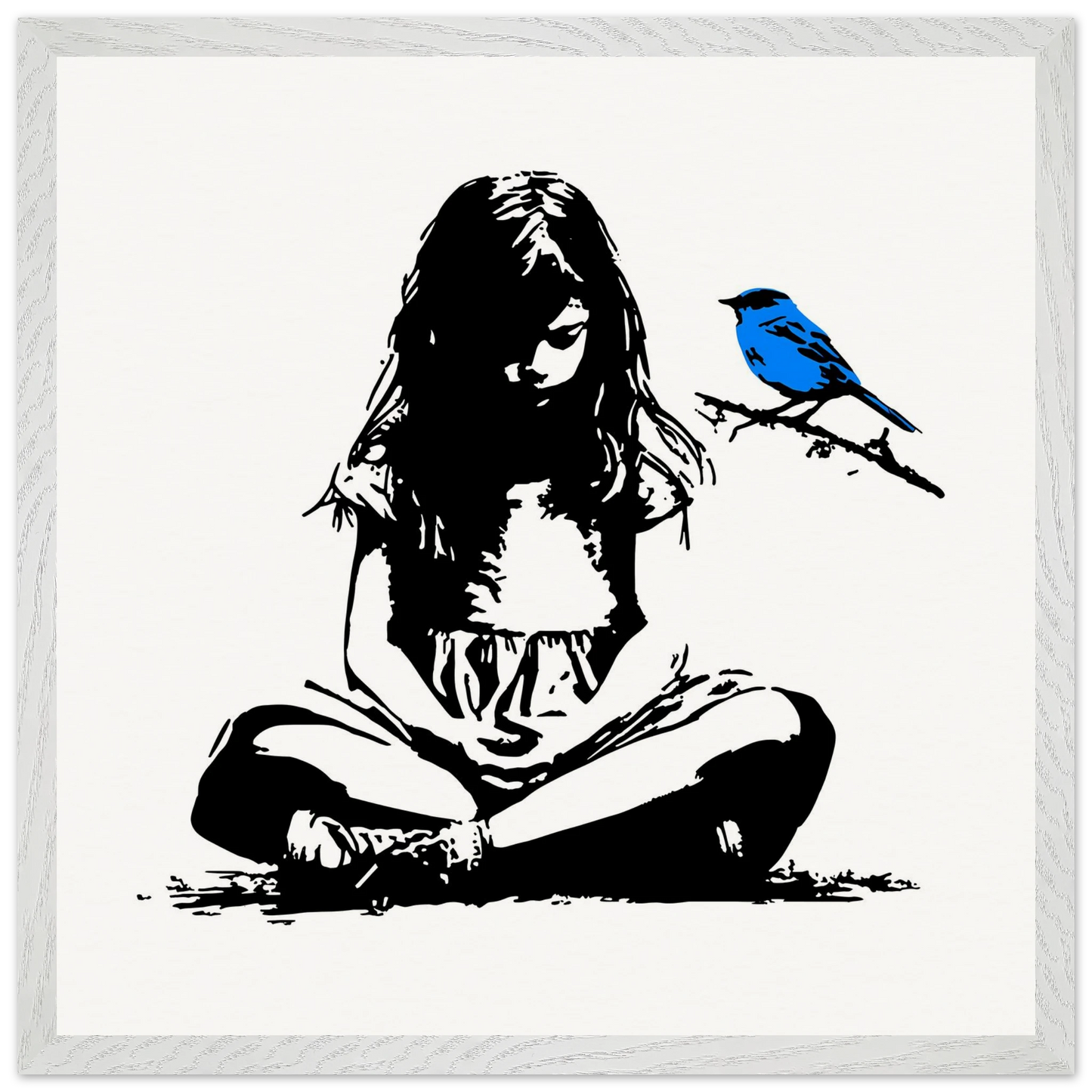 L'Oiseau Bleu — tableau encadré bois — vue 12 — art mural STNCL