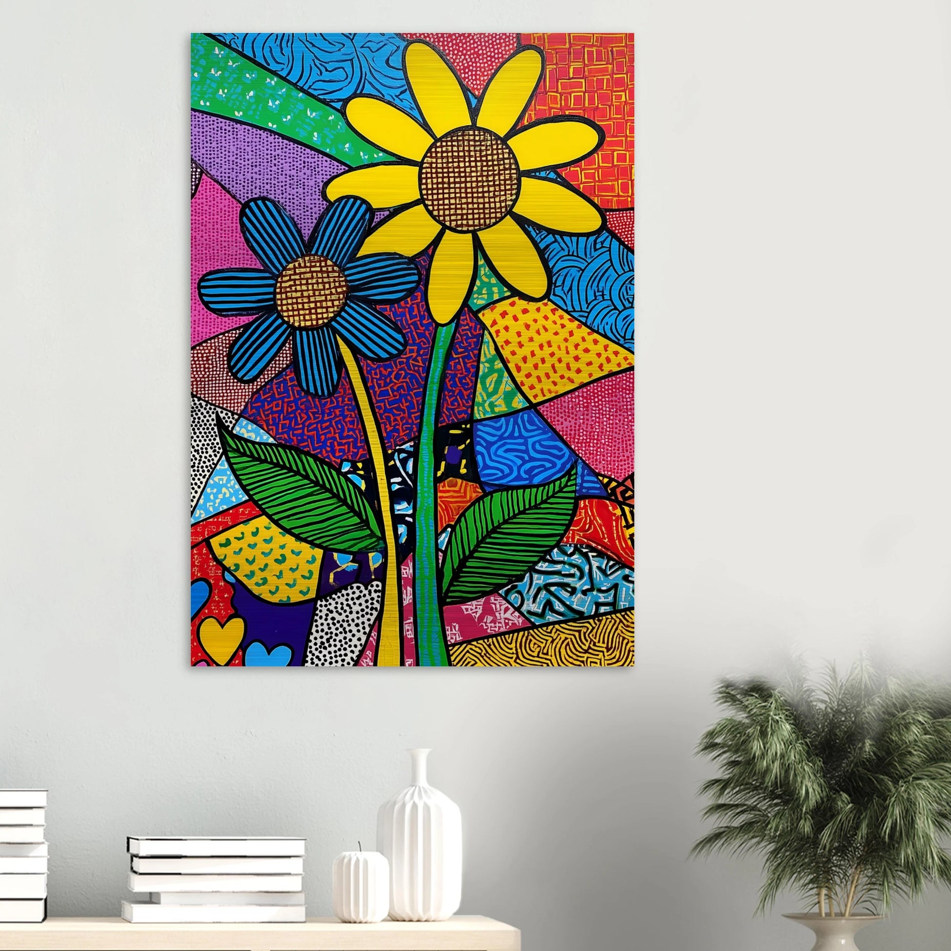 Deux Fleurs en Fête — tableau aluminium — vue 6 — art mural STNCL