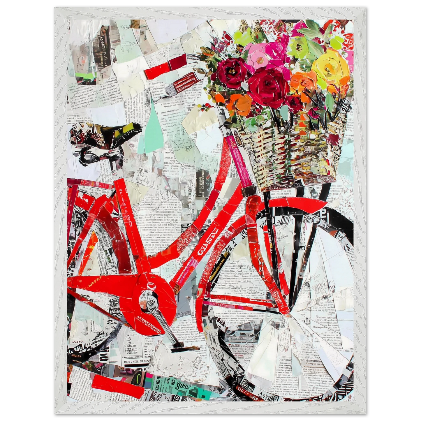 Le Vélo Fleuri — tableau encadré bois — vue 8 — art mural STNCL