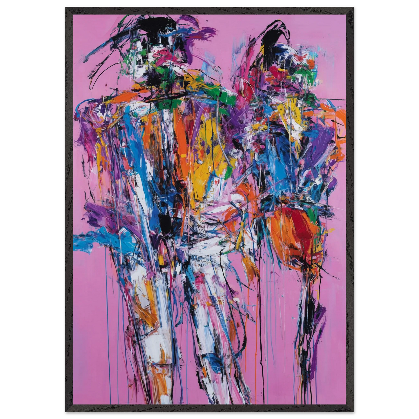 Deux Figures En Mouvement — tableau encadré bois — art mural STNCL