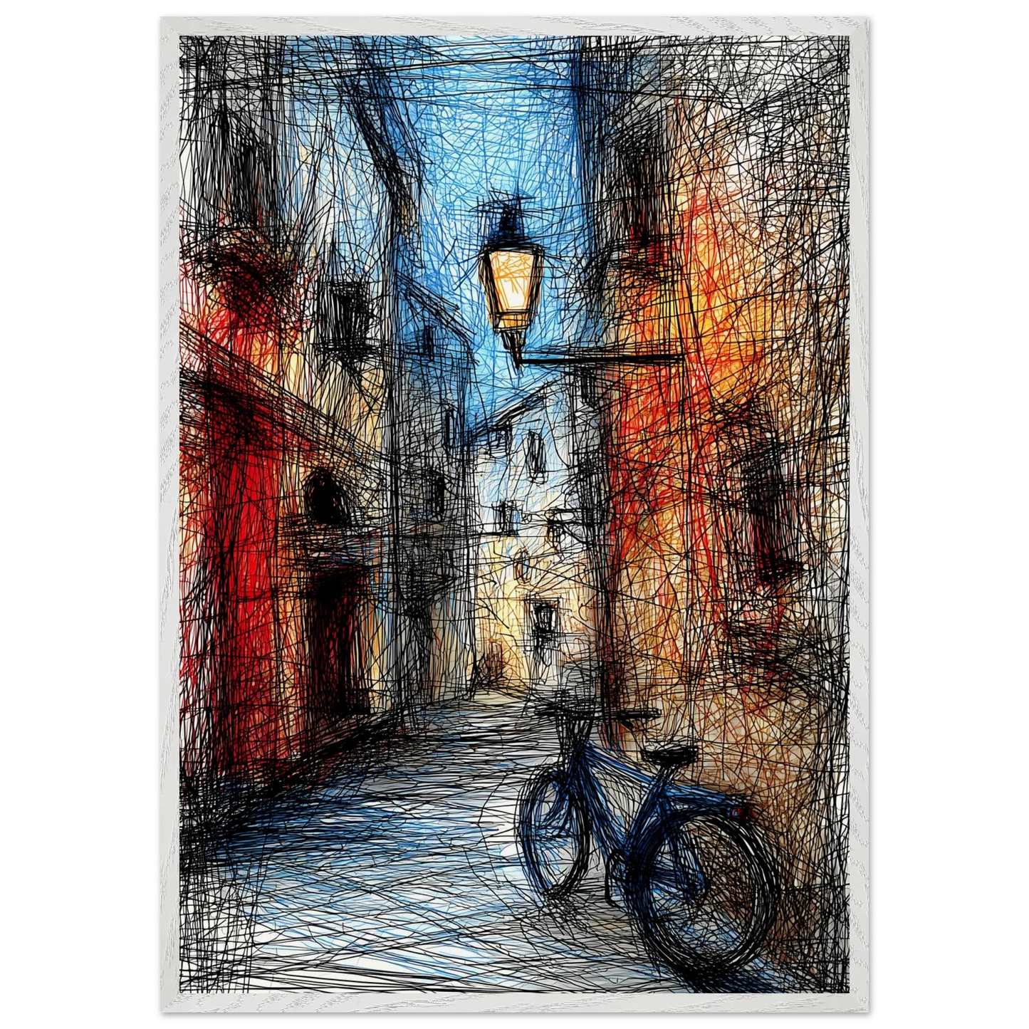 Ruelle à la Lanterne — tableau encadré bois — vue 5 — art mural STNCL