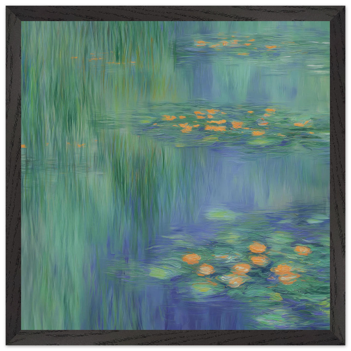 Reflets de Nénuphars — tableau encadré bois — vue 6 — art mural STNCL