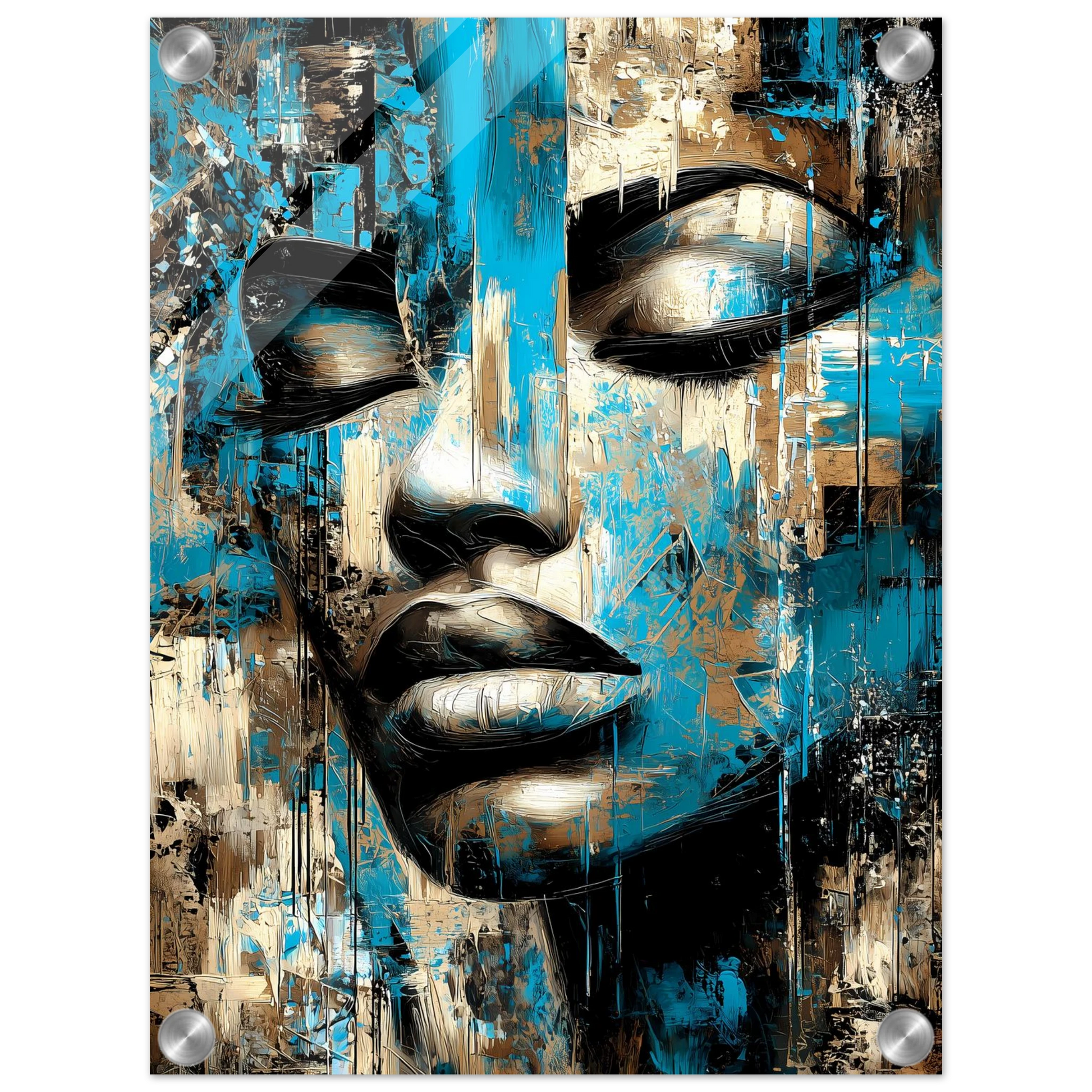 Bleu et Or — tableau plexiglas — vue 3 — art mural STNCL