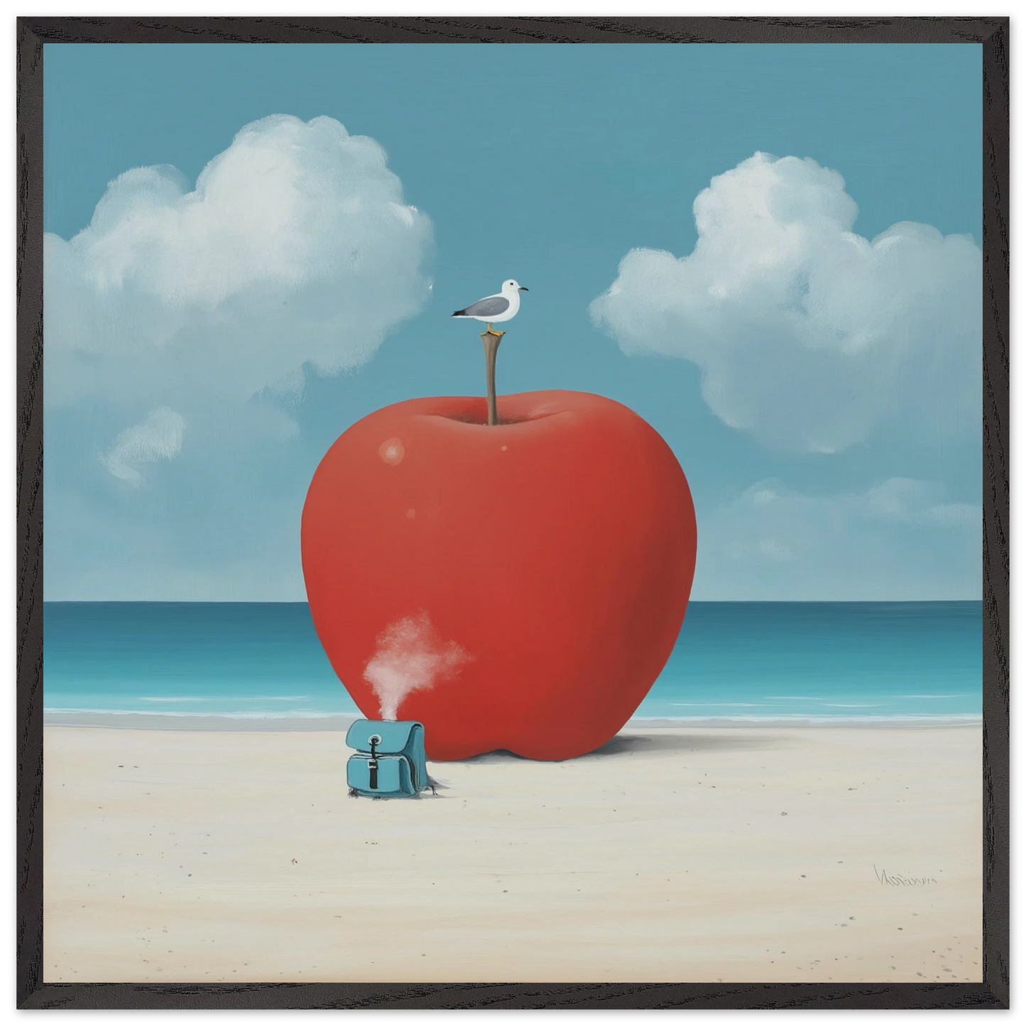 La Pomme et la Mouette — tableau encadré bois — art mural STNCL