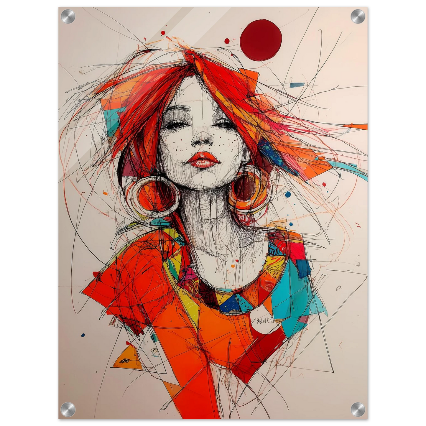 Créoles et Crayon — tableau plexiglas — vue 4 — art mural STNCL