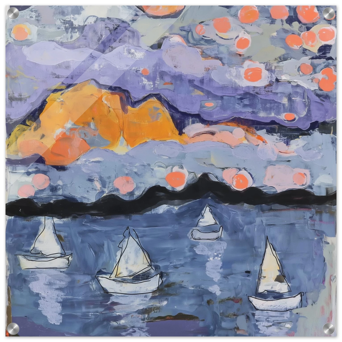 Voiles sous les Lunes Roses — tableau plexiglas — art mural STNCL