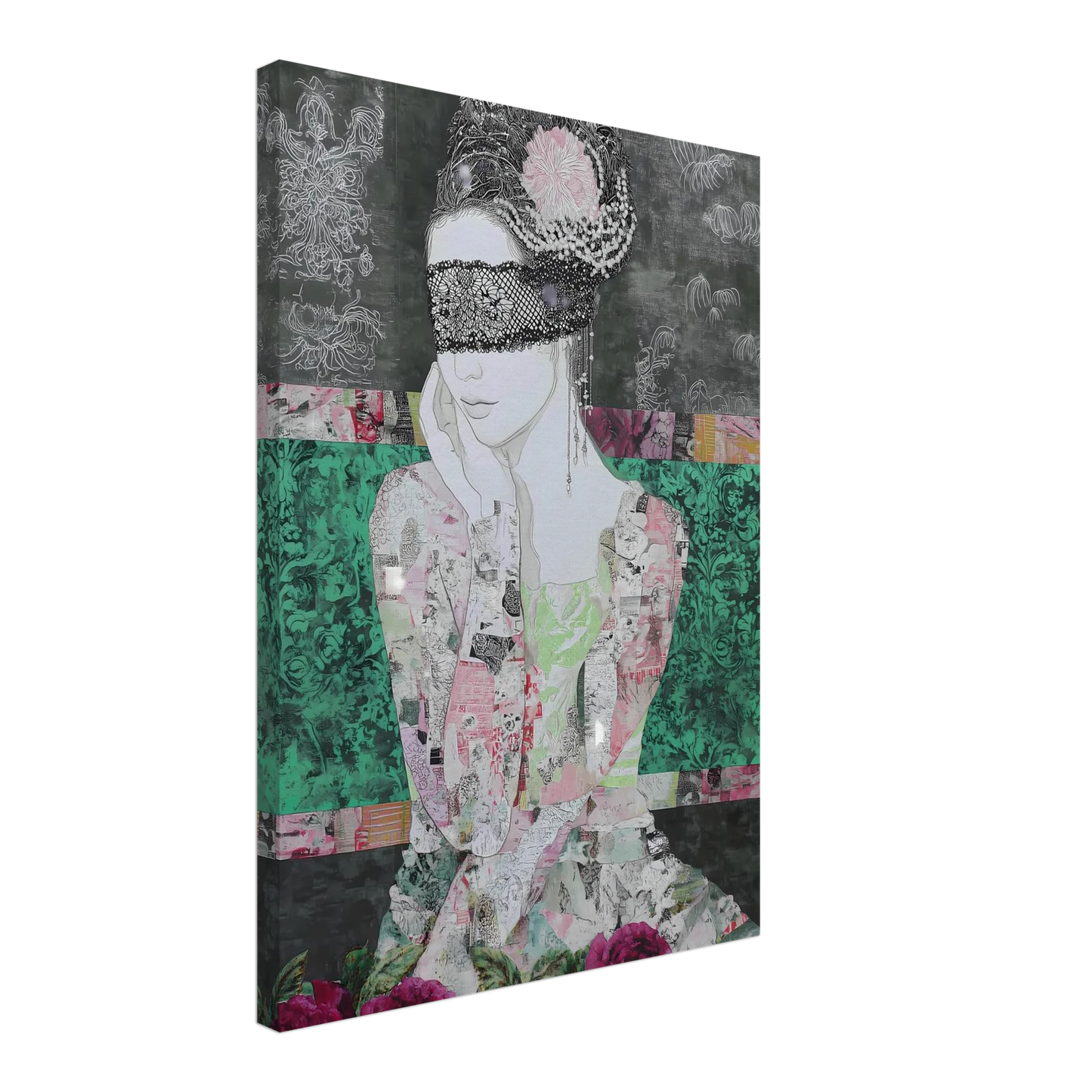 Dame de Dentelle — tableau sur toile — vue 3 — art mural STNCL