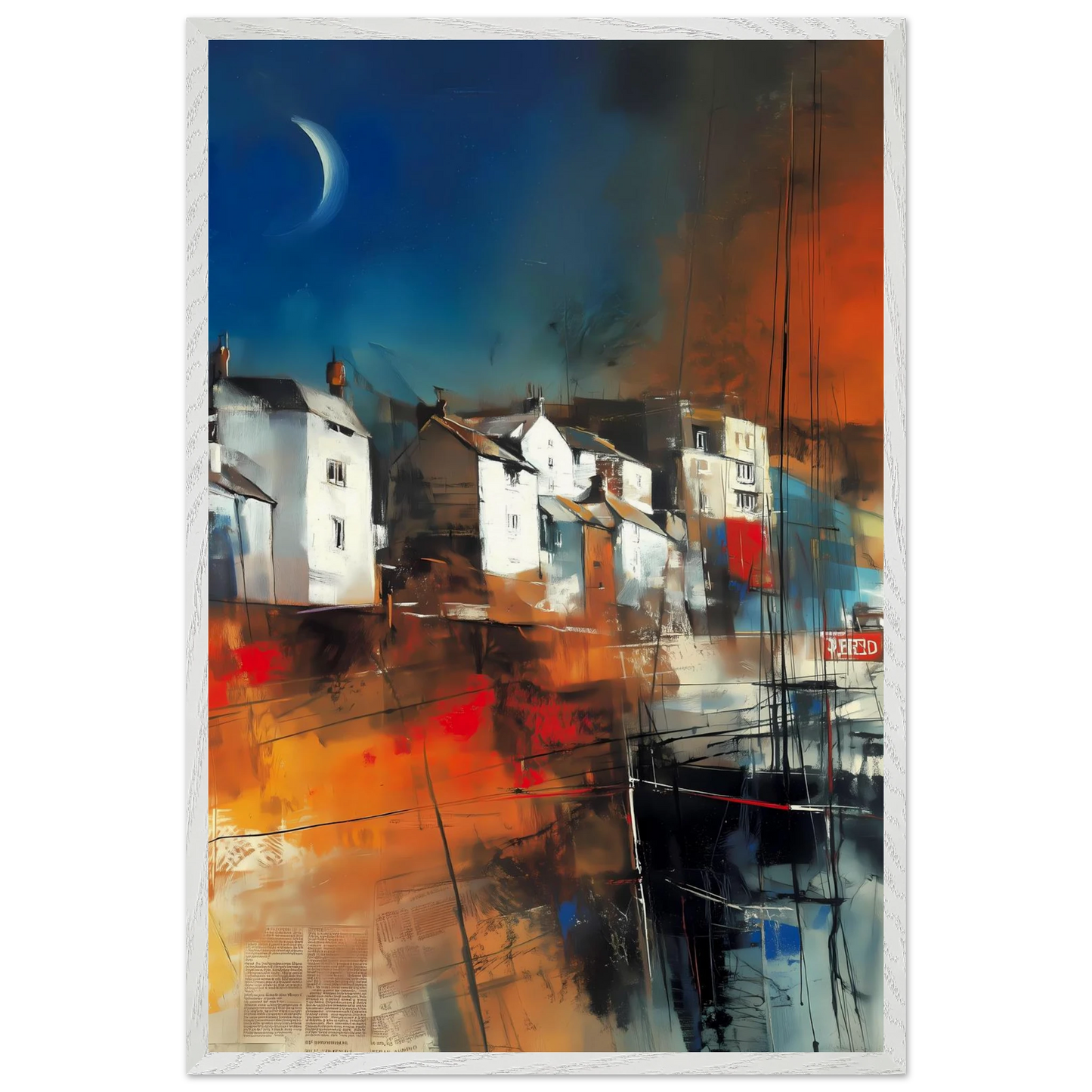 Port sous le Croissant de Lune — tableau encadré bois — vue 7 — art mural STNCL