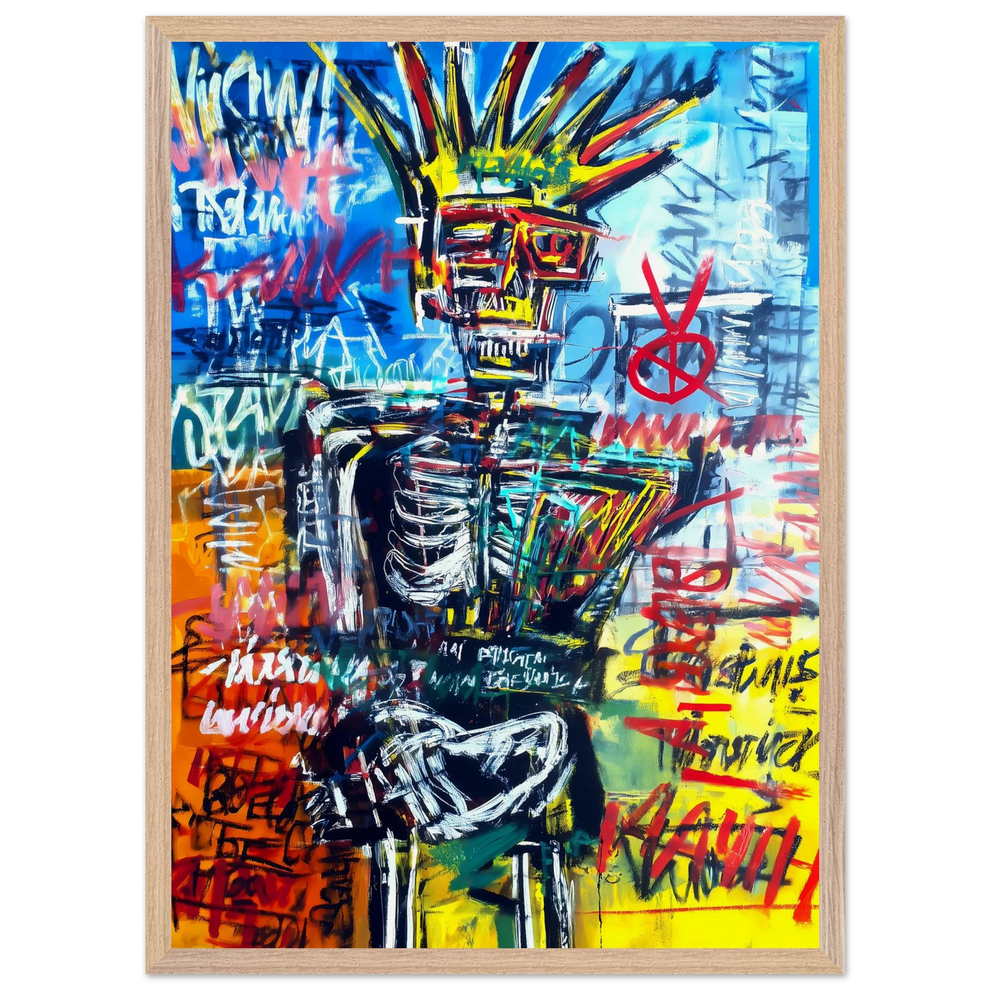 Roi Squelette — tableau encadre bois — vue 13 — art mural STNCL