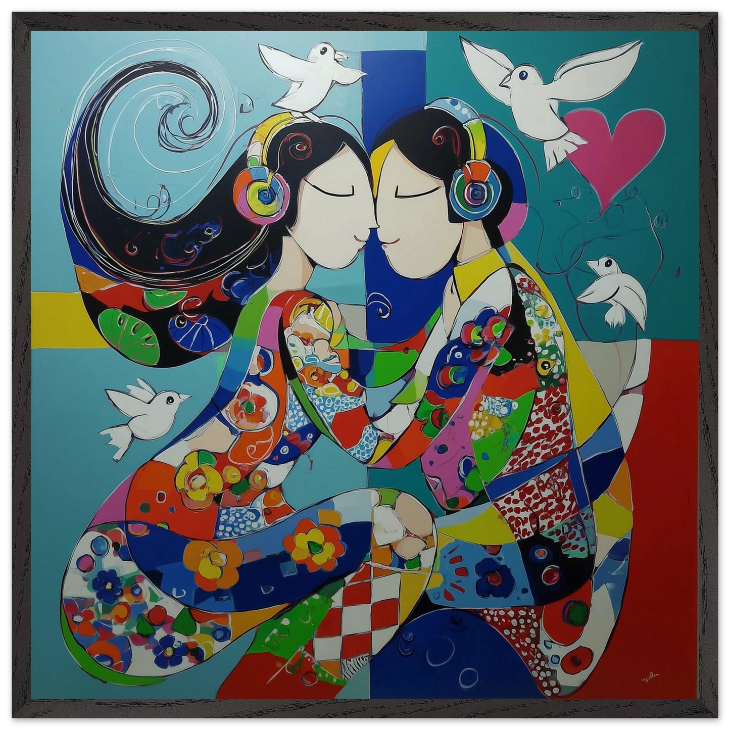 Deux Âmes En Harmonie — tableau encadré bois — art mural STNCL