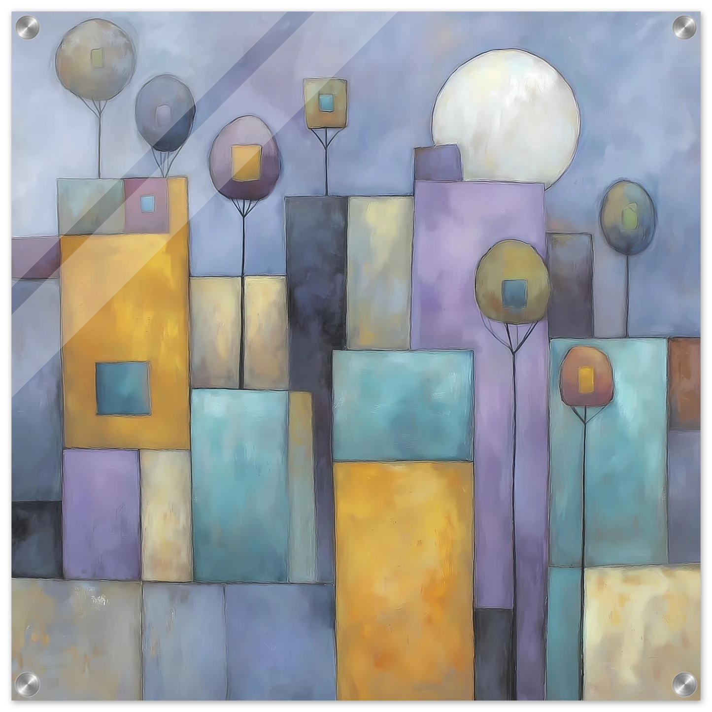 Ville sous la Lune — tableau plexiglas — art mural STNCL
