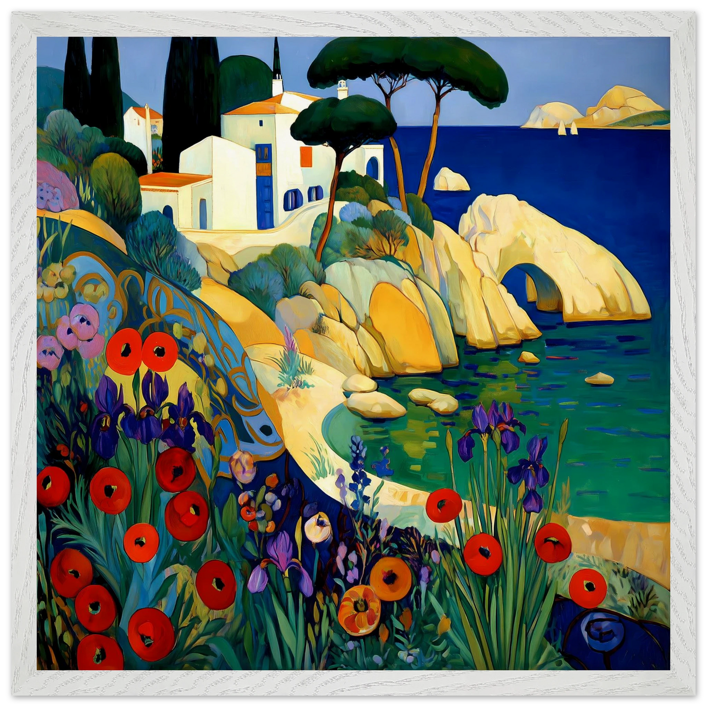 La Crique aux Coquelicots — tableau encadré bois — vue 12 — art mural STNCL