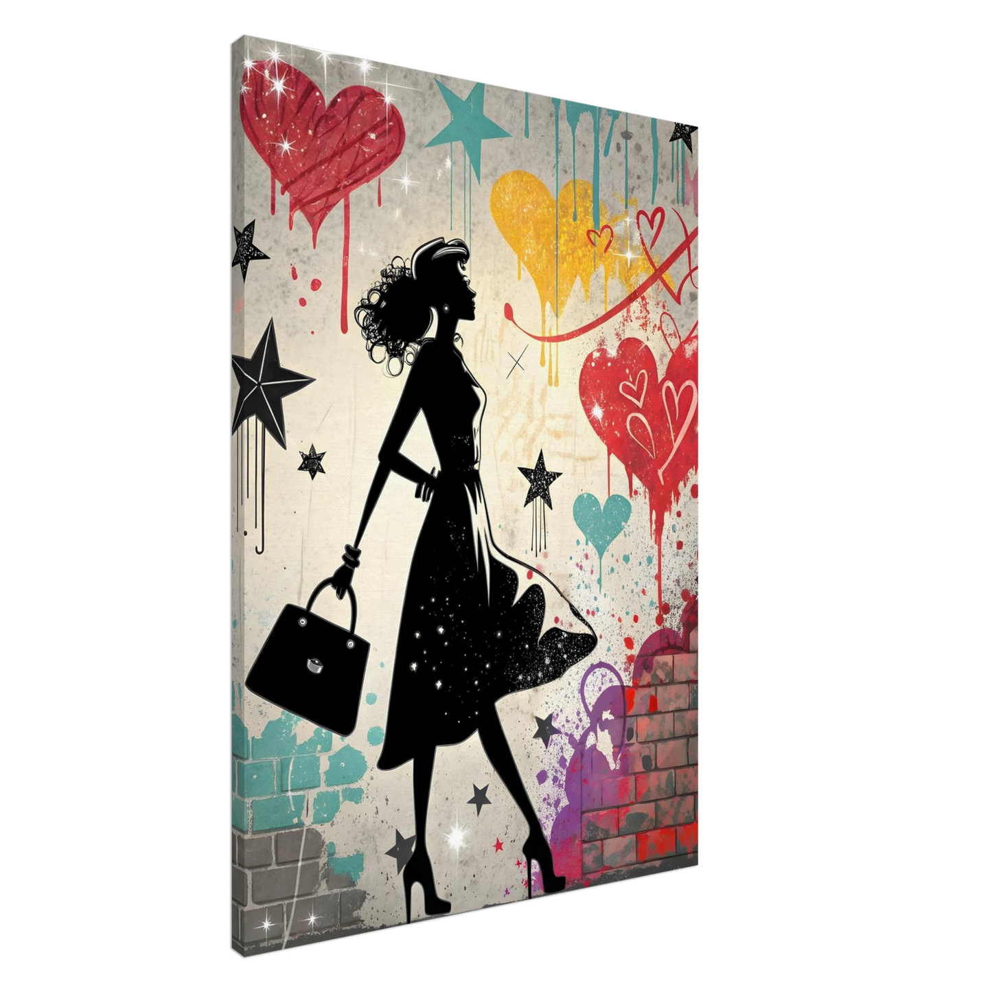 Silhouette Femme Shopping — tableau sur toile — art mural STNCL