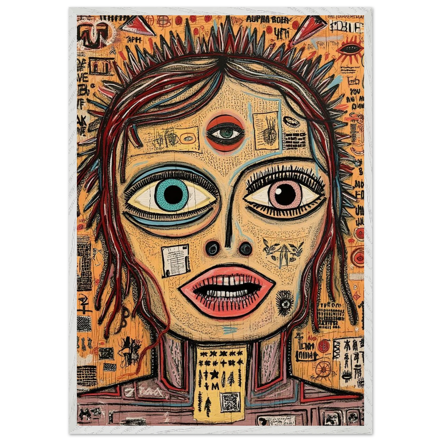 Visage aux Trois Yeux — tableau encadré bois — art mural STNCL
