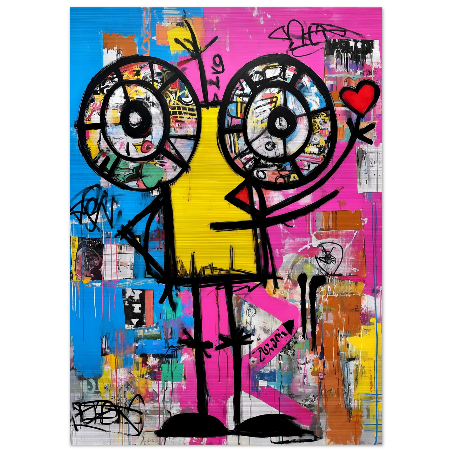 Petit Monstre au Cœur — tableau aluminium — vue 4 — art mural STNCL