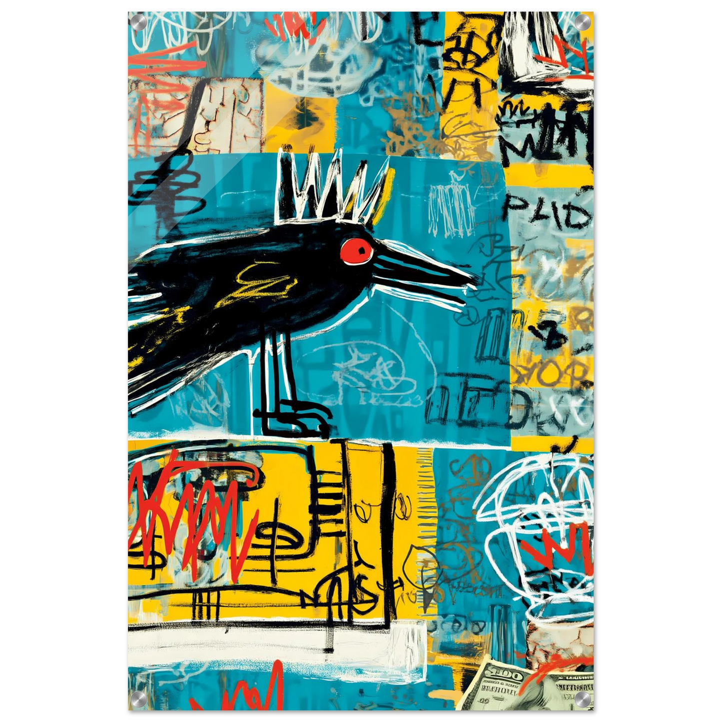 Corbeau Couronné — tableau plexiglas — vue 5 — art mural STNCL