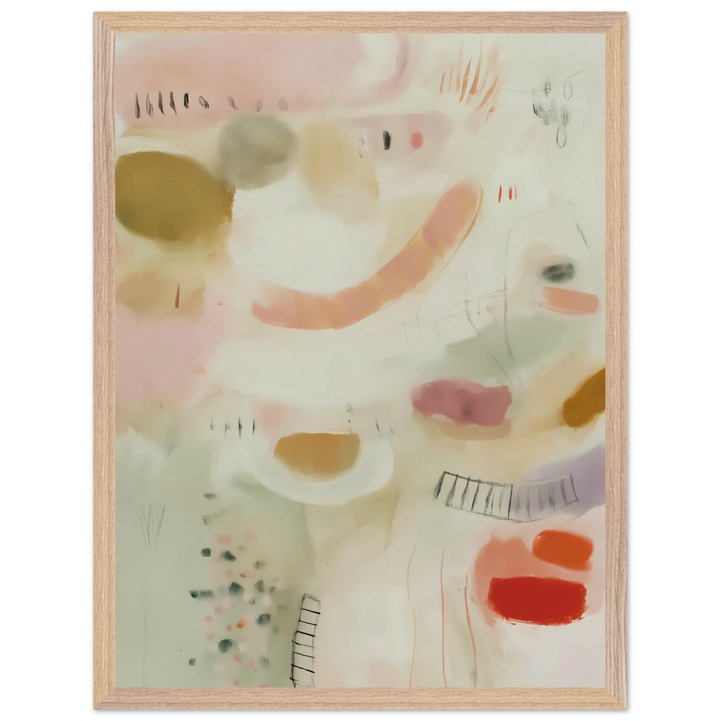 Murmures Pastel — tableau encadré bois — vue 3 — art mural STNCL