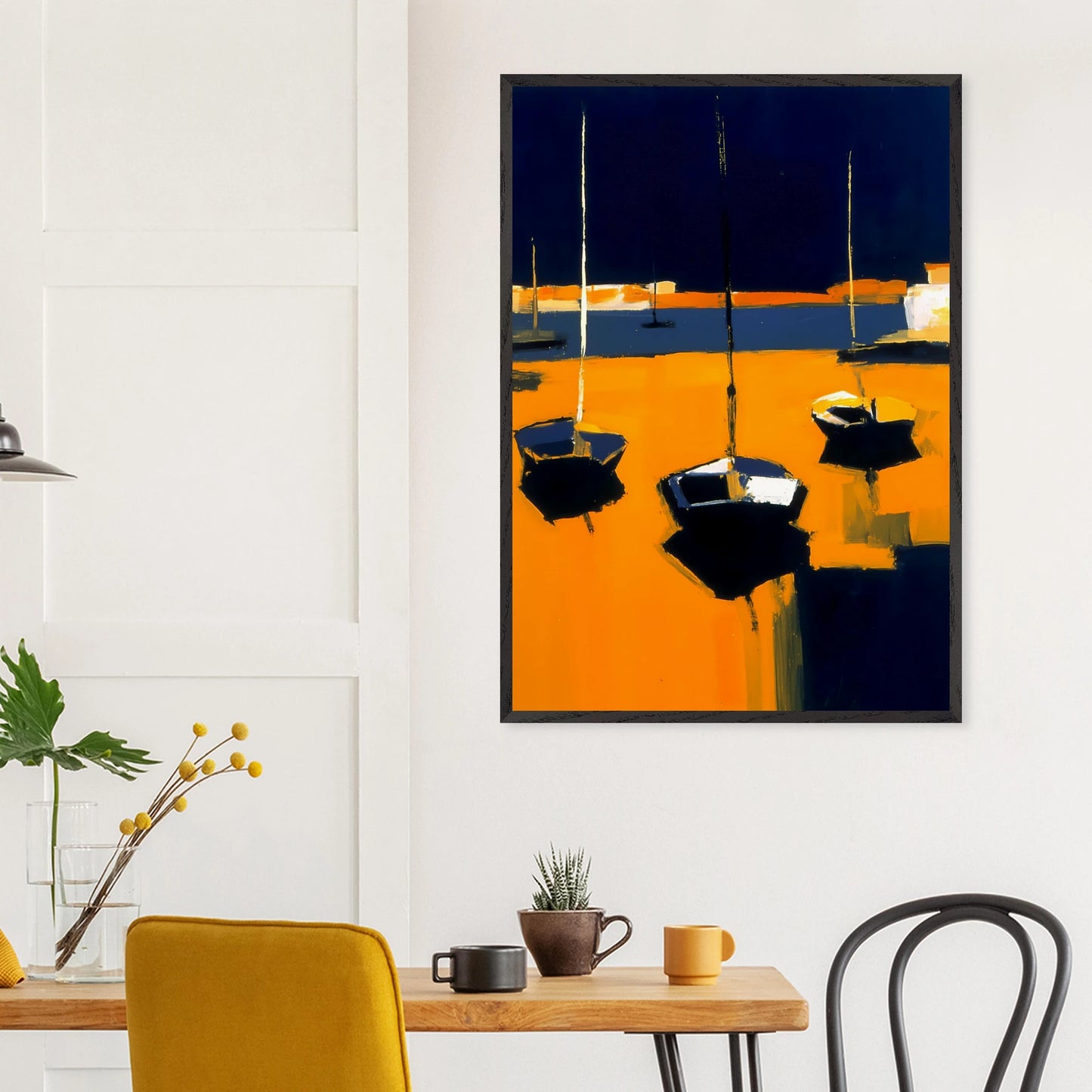 Barques au Soleil Couchant — tableau encadré bois — vue 18 — art mural STNCL