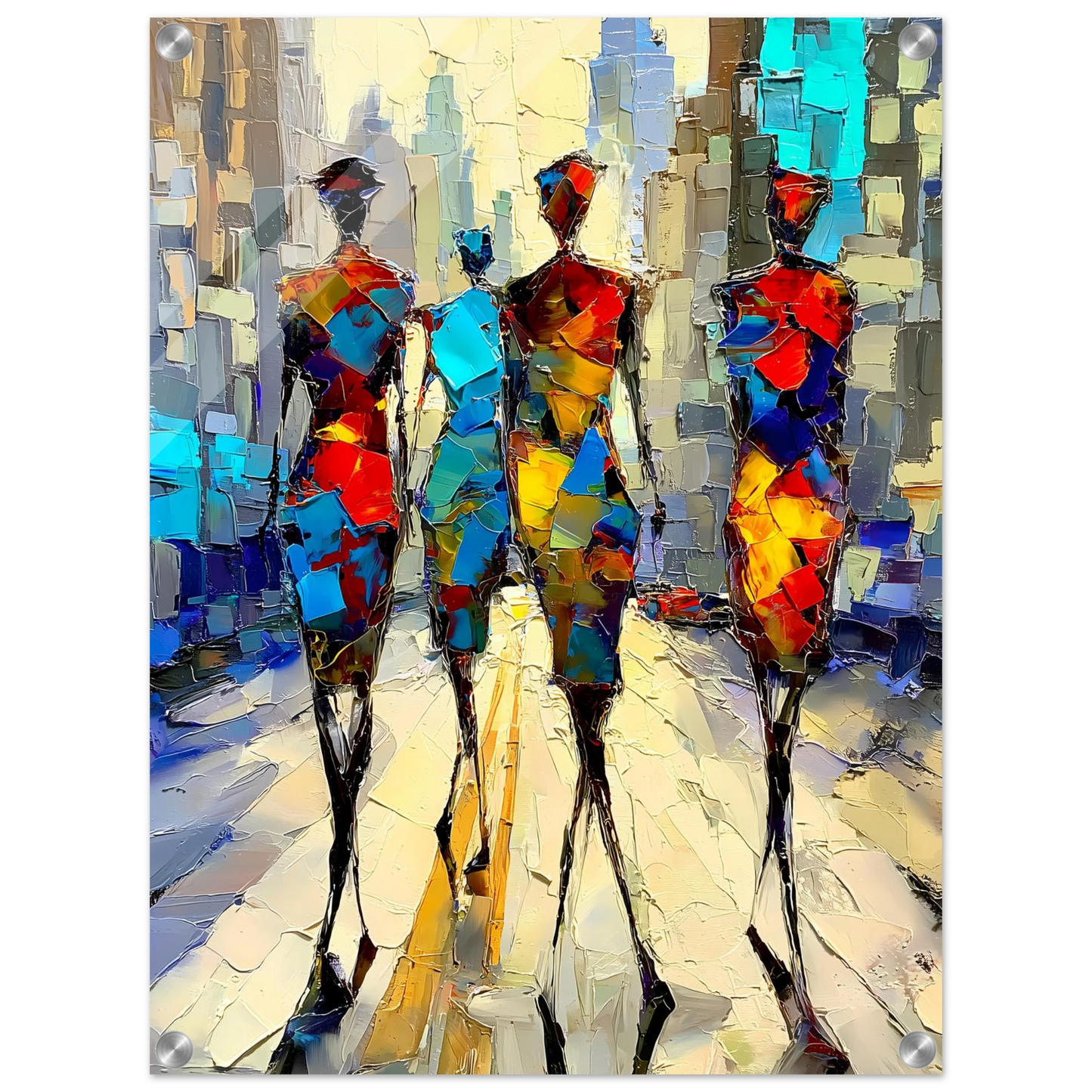 Silhouettes en Mosaïque — tableau plexiglas — vue 4 — art mural STNCL