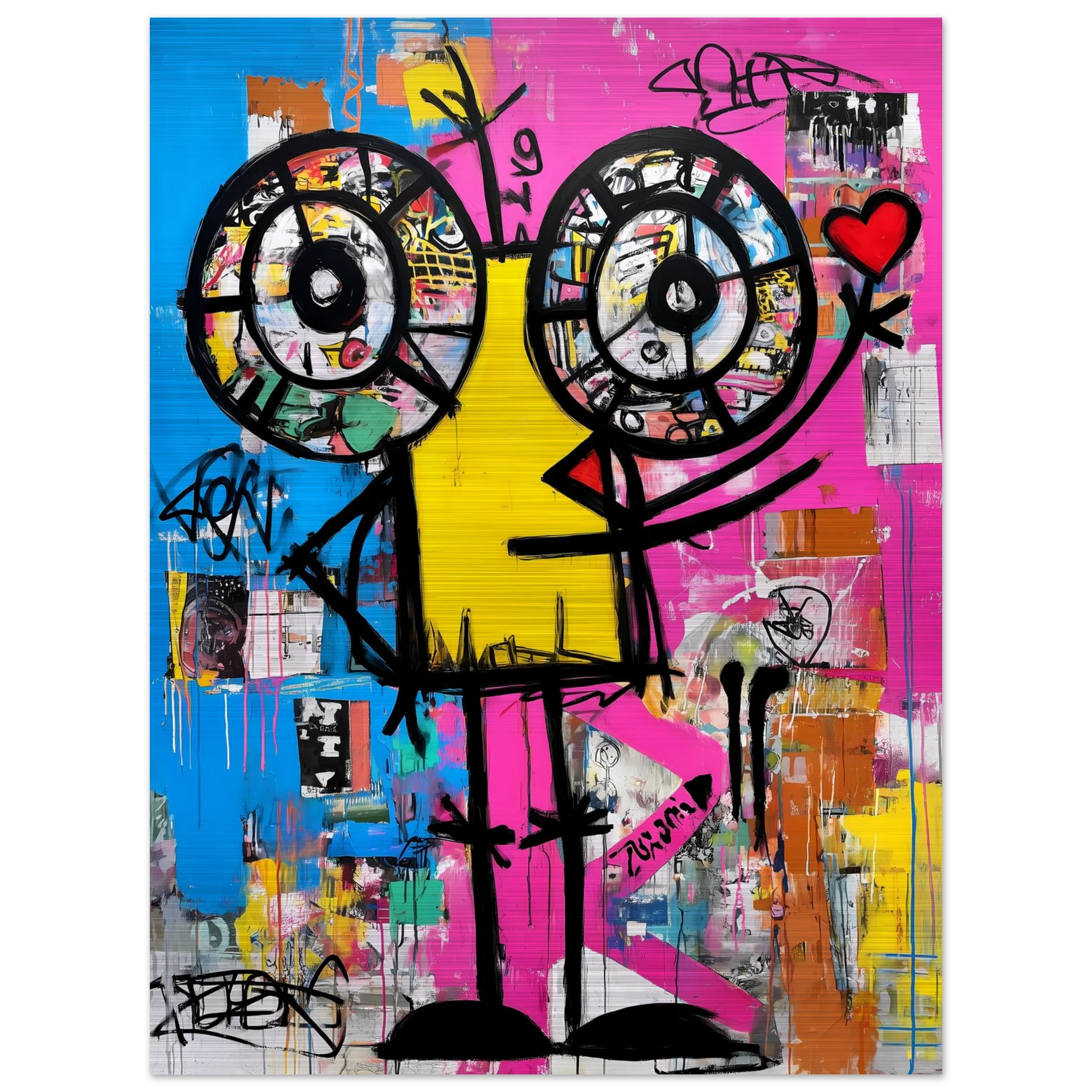 Petit Monstre au Cœur — tableau aluminium — vue 5 — art mural STNCL