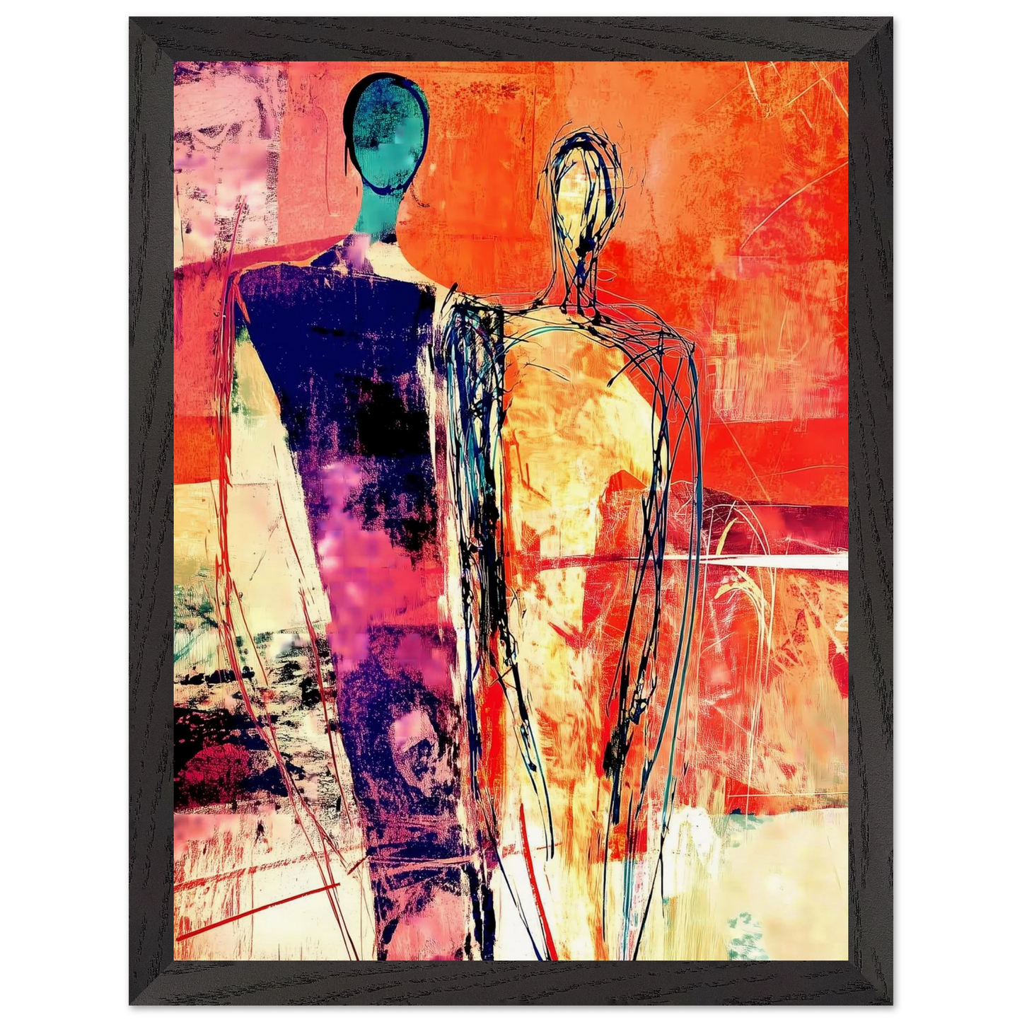 Deux Présences — tableau encadre bois — vue 4 — art mural STNCL