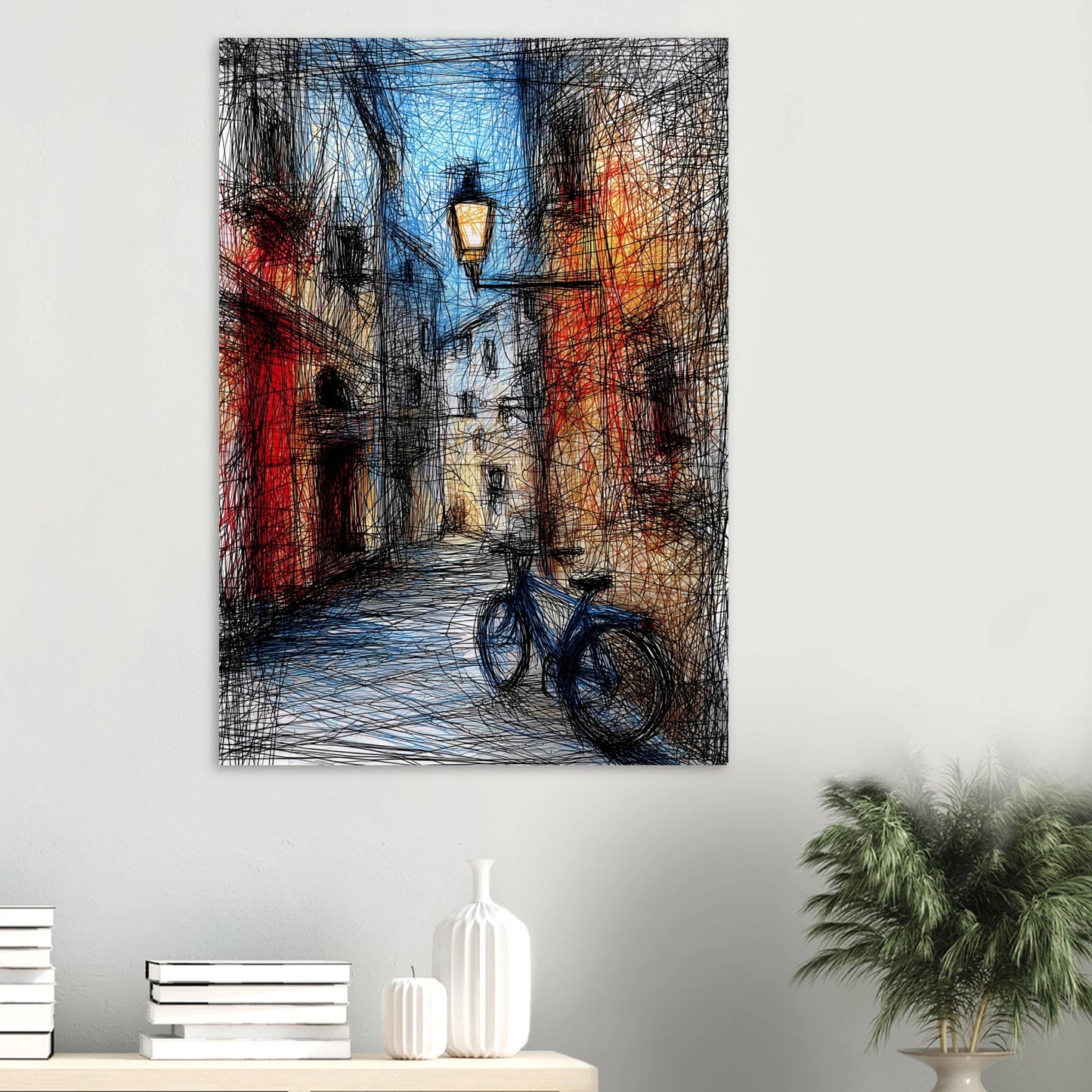 Ruelle à la Lanterne — tableau aluminium — vue 6 — art mural STNCL