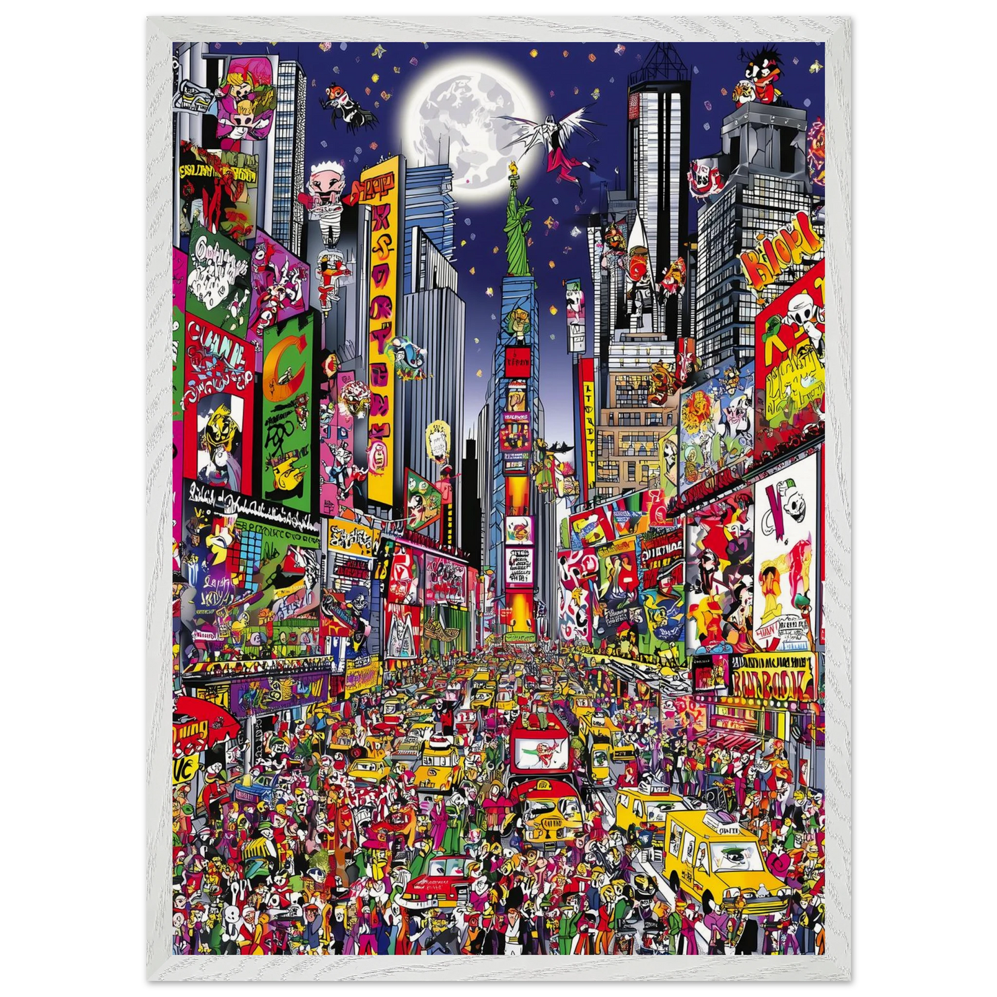 Times Square en Fête — tableau encadre bois — vue 11 — art mural STNCL
