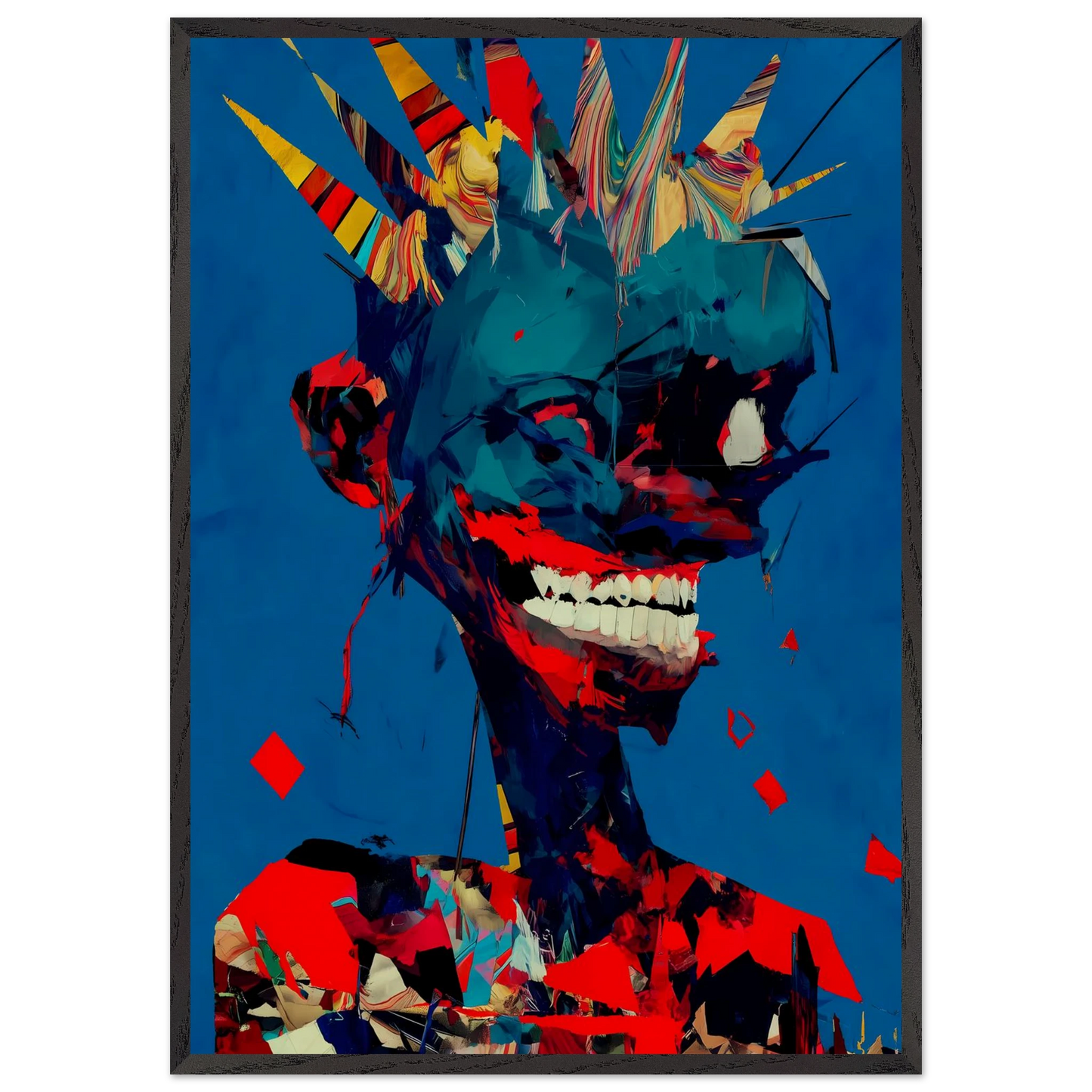 Le Rire Bleu — tableau encadré bois — art mural STNCL