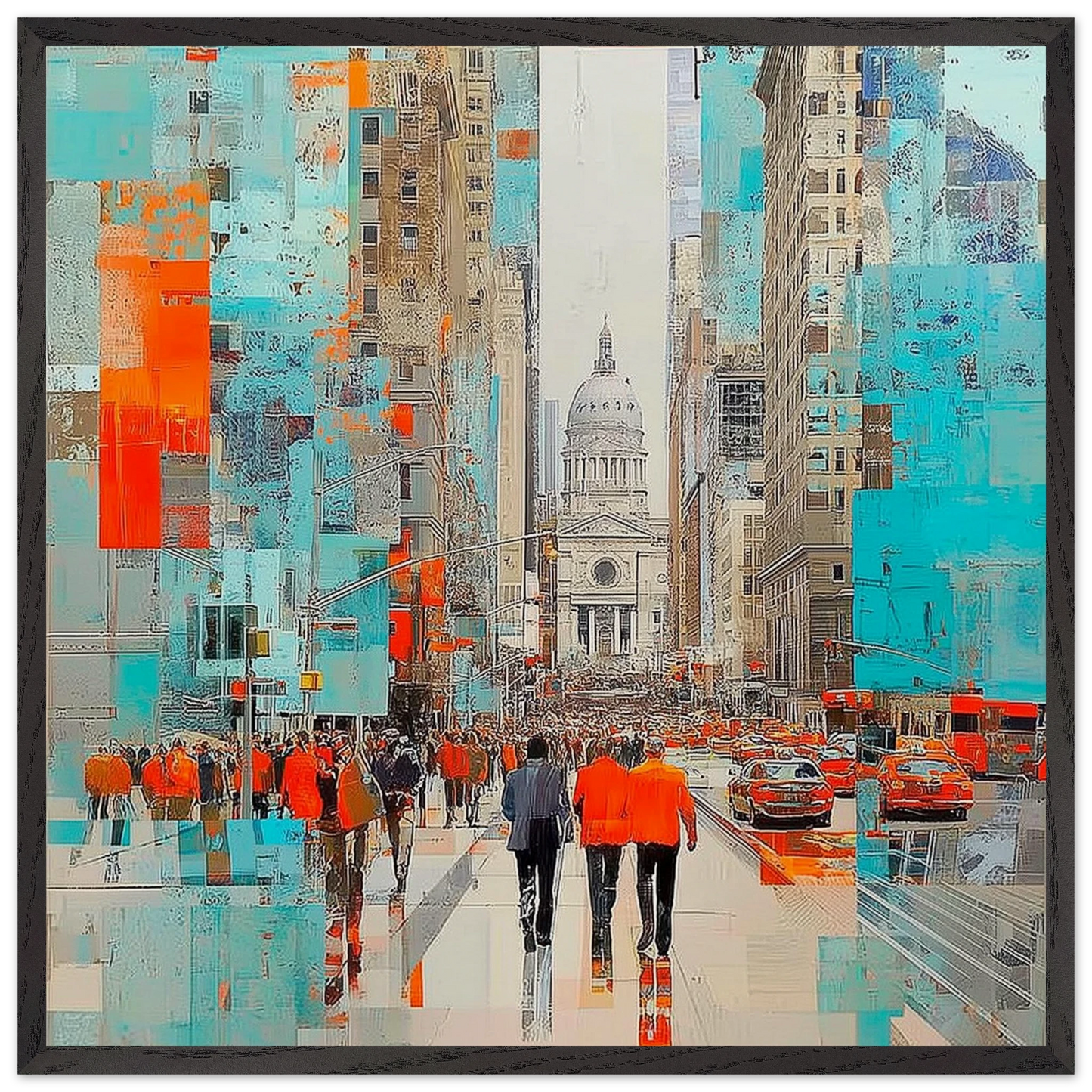 Foule vers le Dôme — tableau encadré bois — art mural STNCL