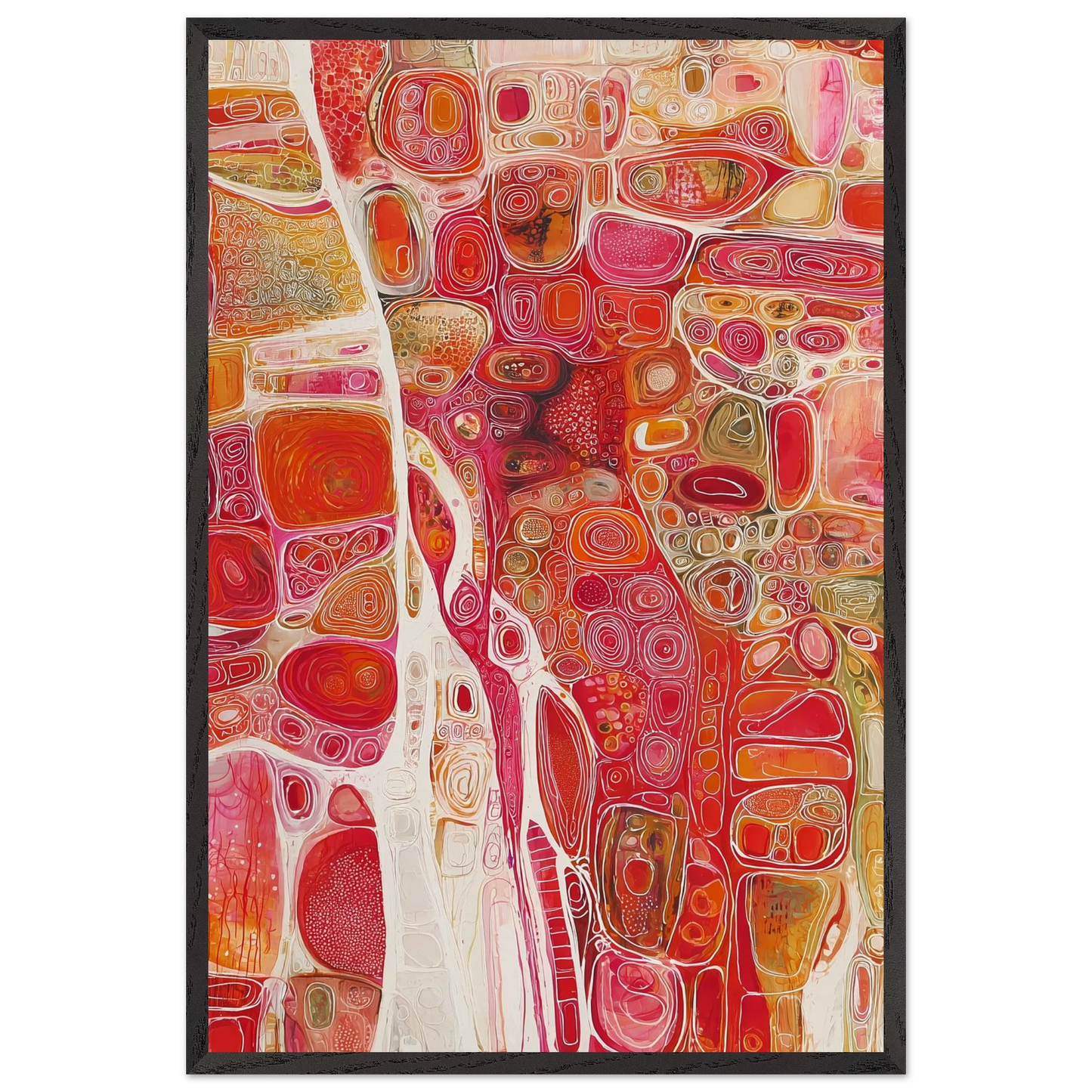 Cellules — tableau encadré bois — vue 2 — art mural STNCL