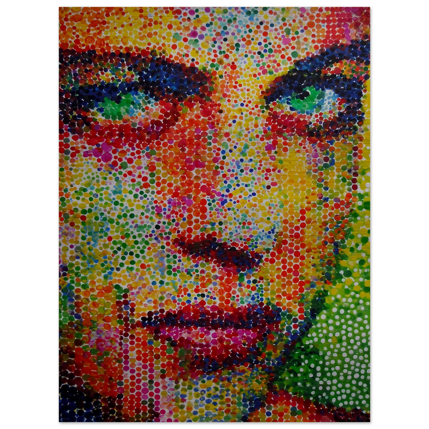 Le Visage en Points — tableau aluminium — vue 5 — art mural STNCL
