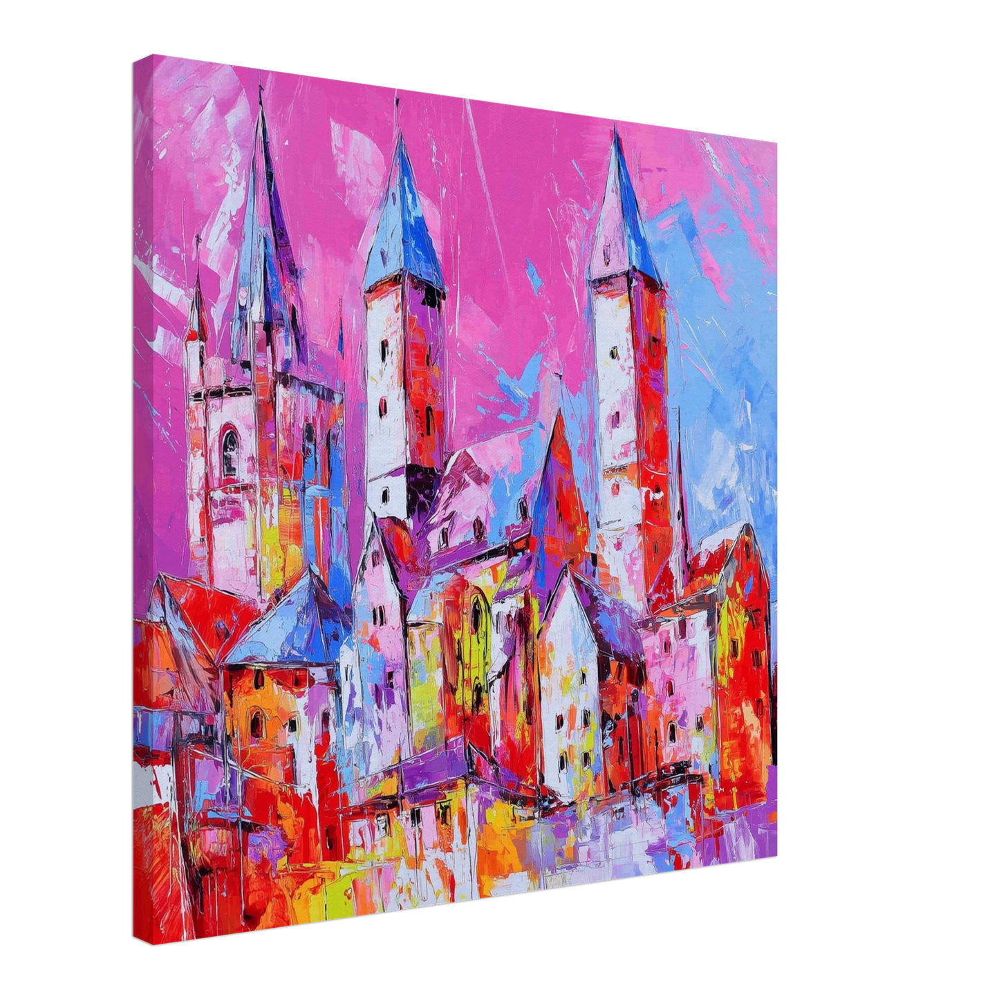 Clochers en Fête Colorée — tableau sur toile — art mural STNCL
