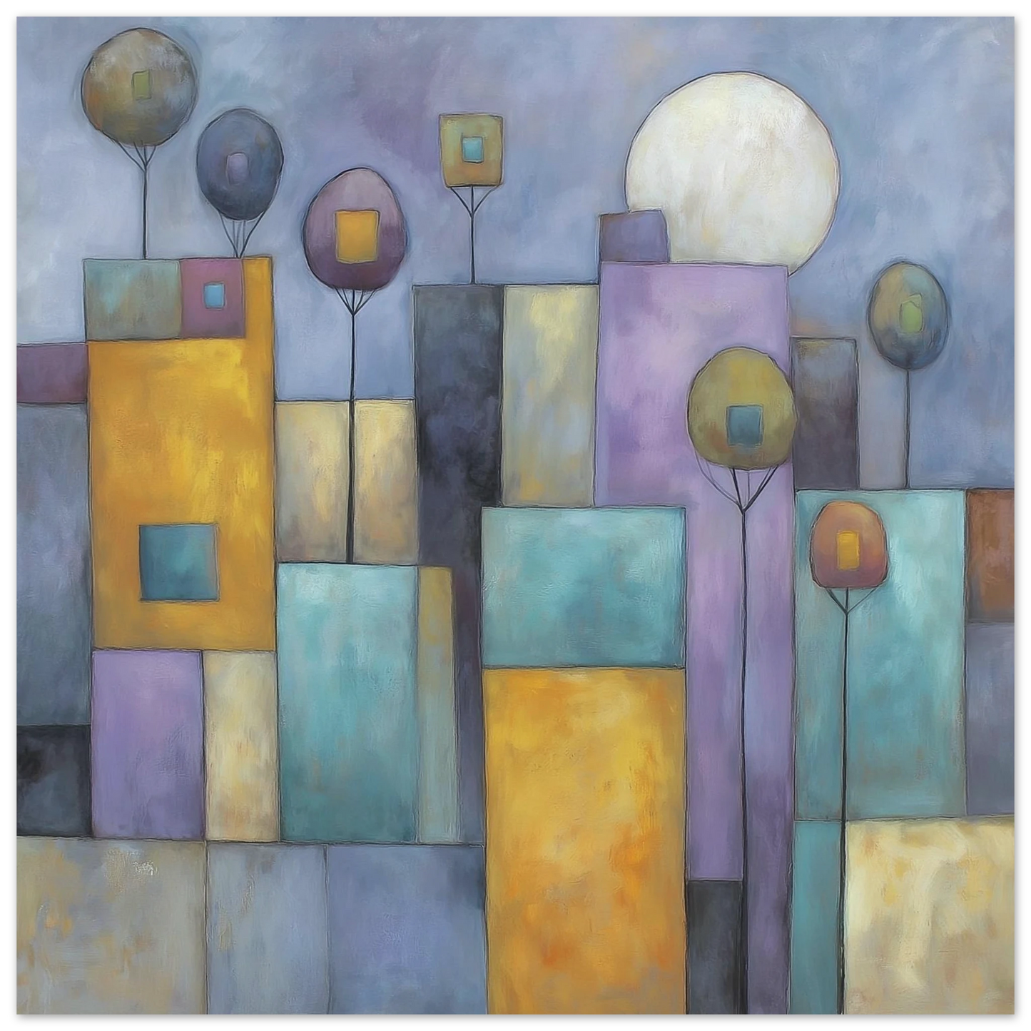 Jardins Géométriques sous la Lune — affiche d'art — art mural STNCL