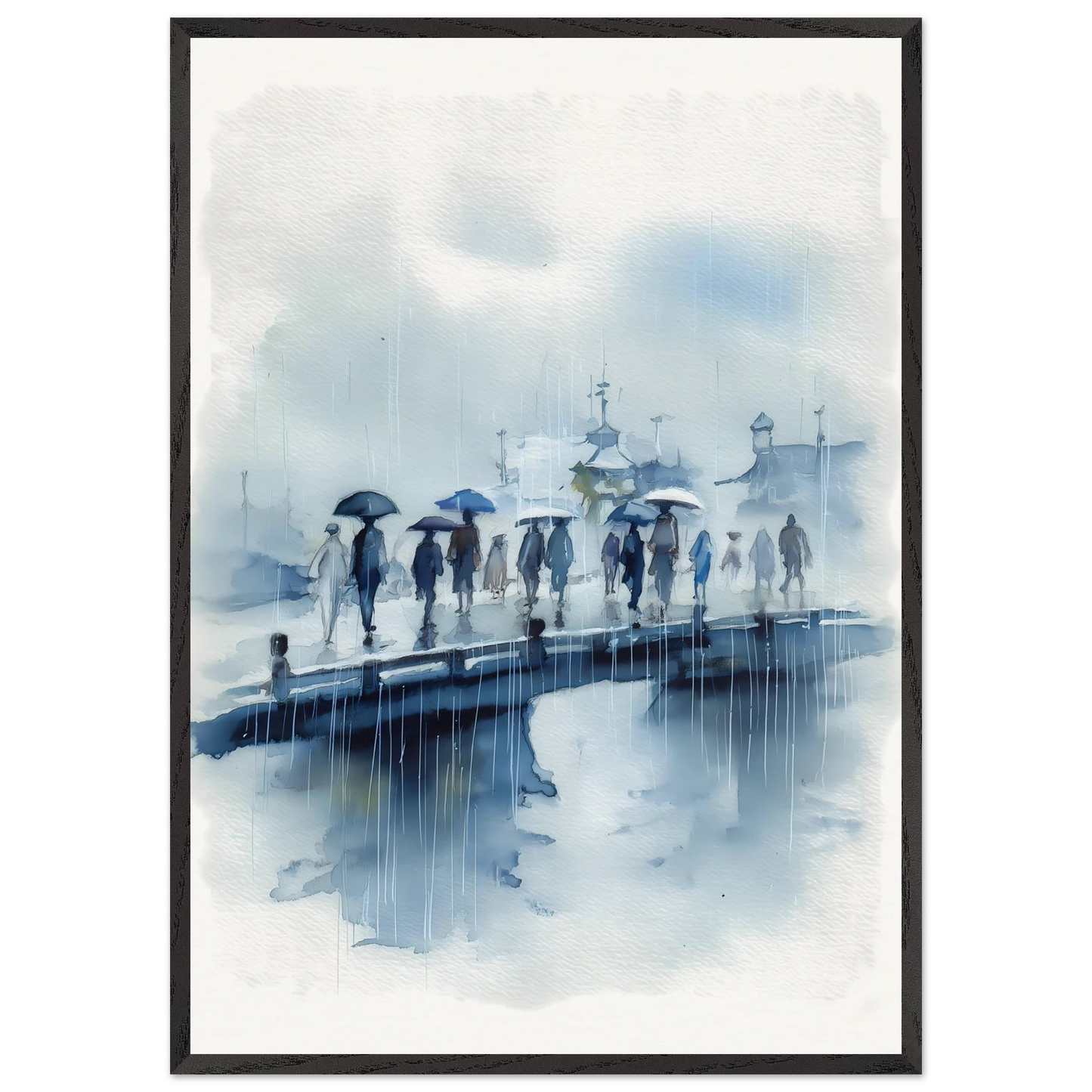 Pluie sur le Pont — tableau encadre bois — art mural STNCL