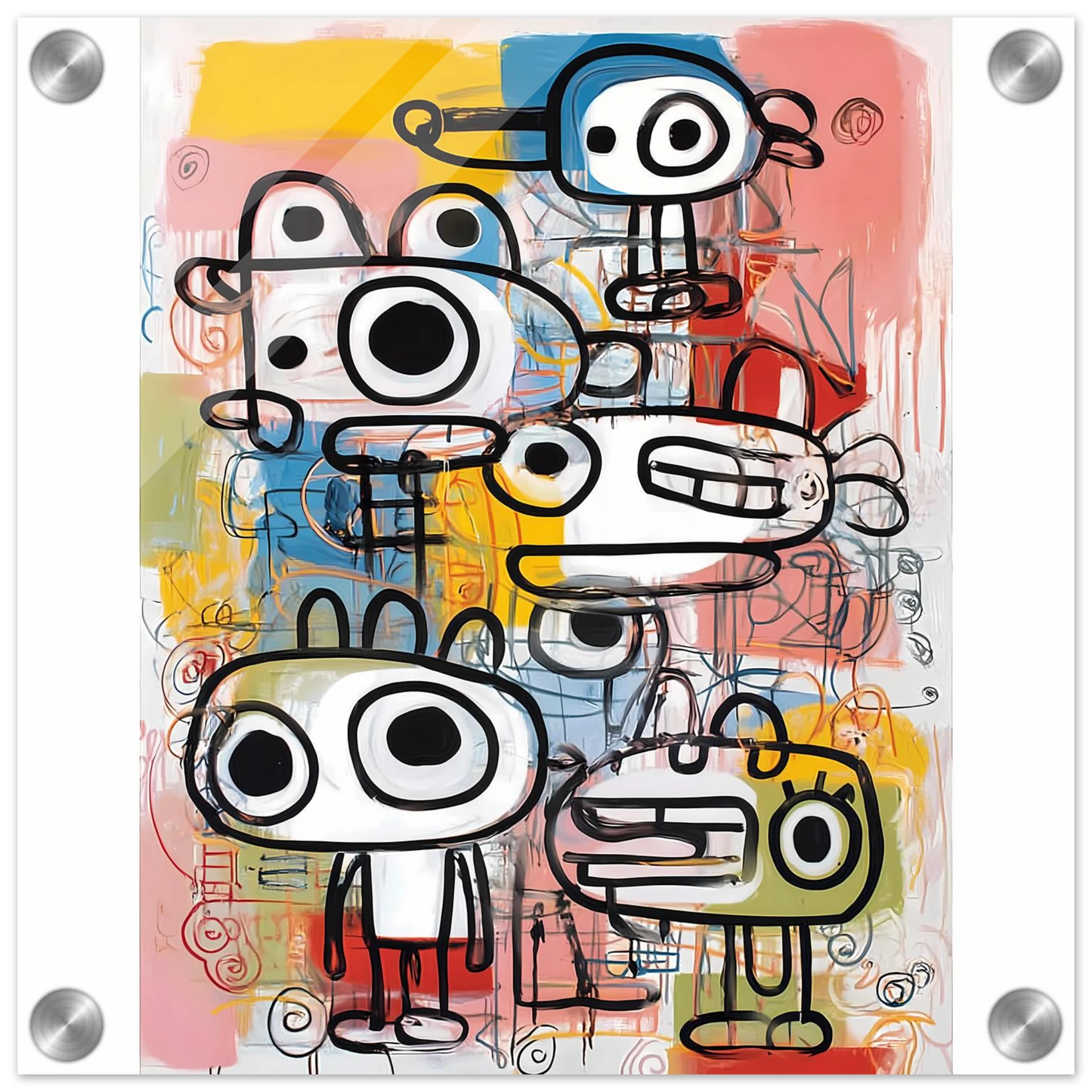 Les Cinq Curieux — tableau plexiglas — vue 3 — art mural STNCL