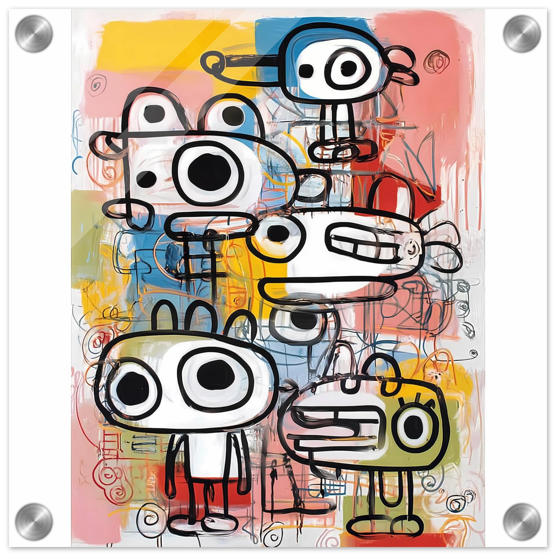 Les Cinq Curieux — tableau plexiglas — vue 3 — art mural STNCL