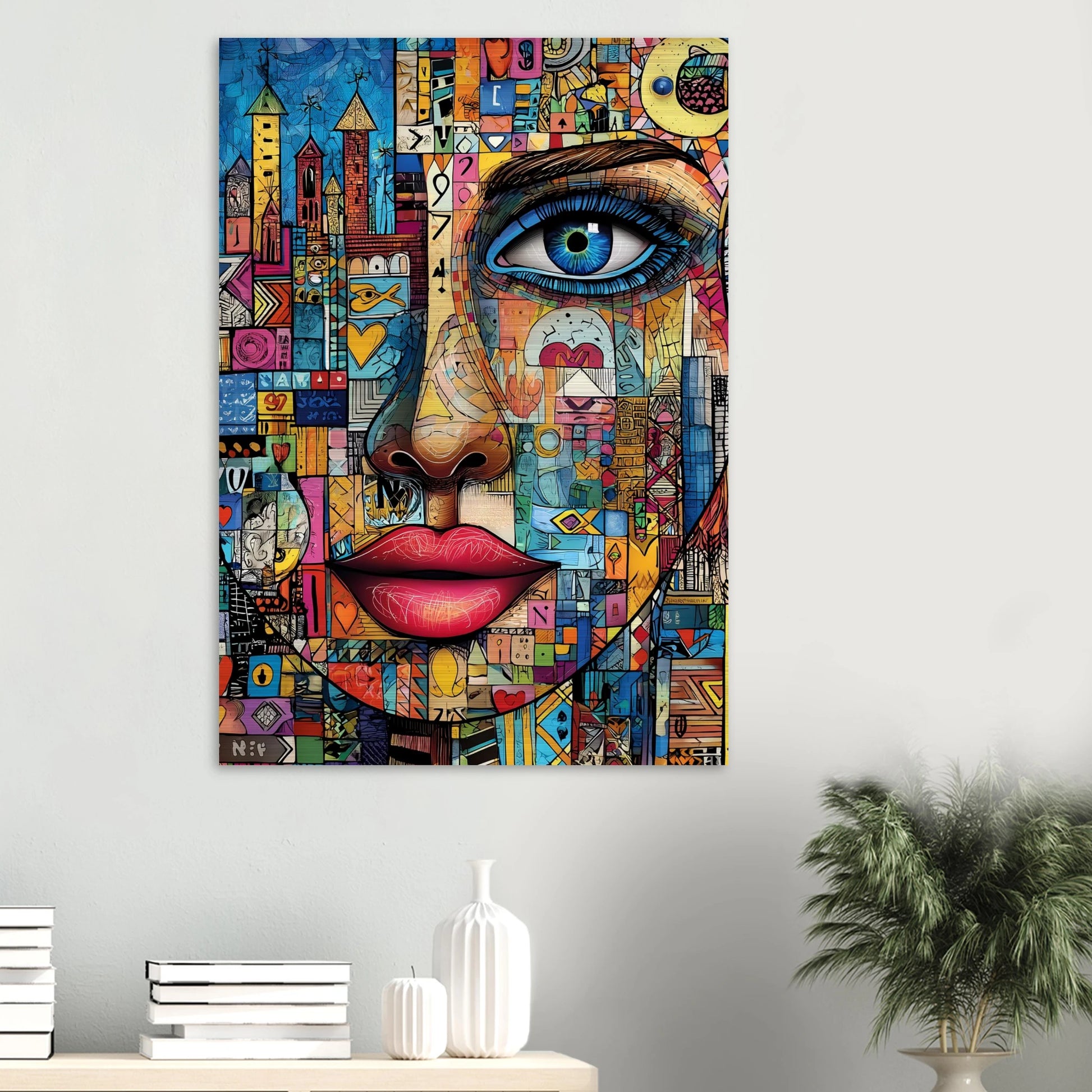 Visage Mosaïque — tableau aluminium — vue 6 — art mural STNCL