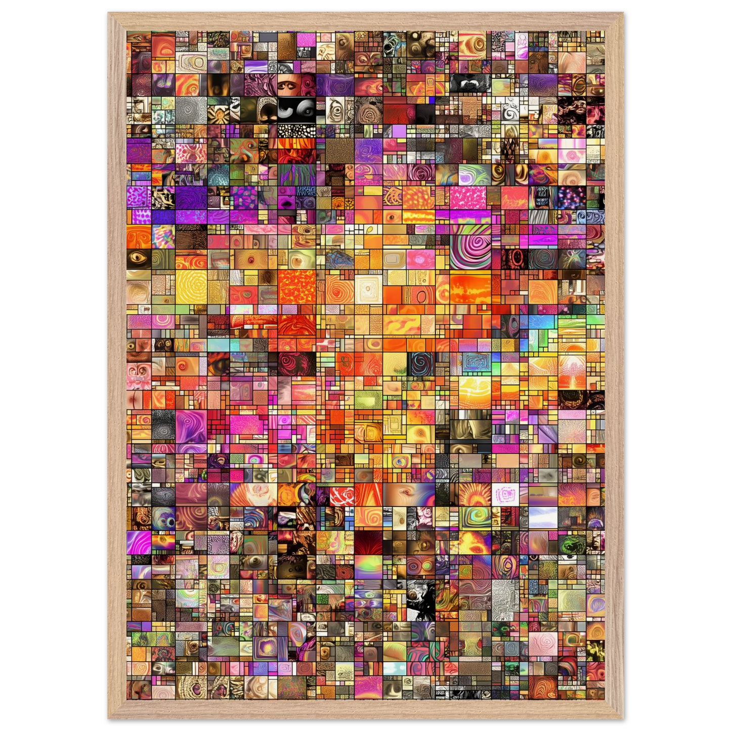 Mosaïque des Mille Mondes — tableau encadré bois — vue 13 — art mural STNCL