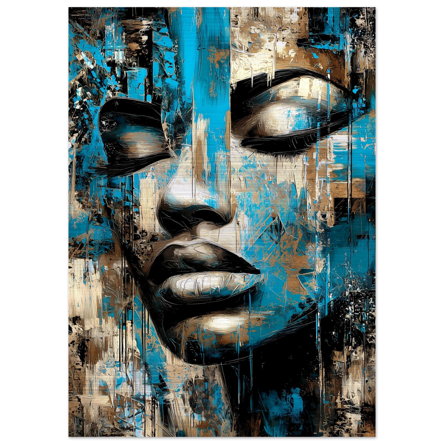 Bleu et Or — tableau aluminium — vue 4 — art mural STNCL