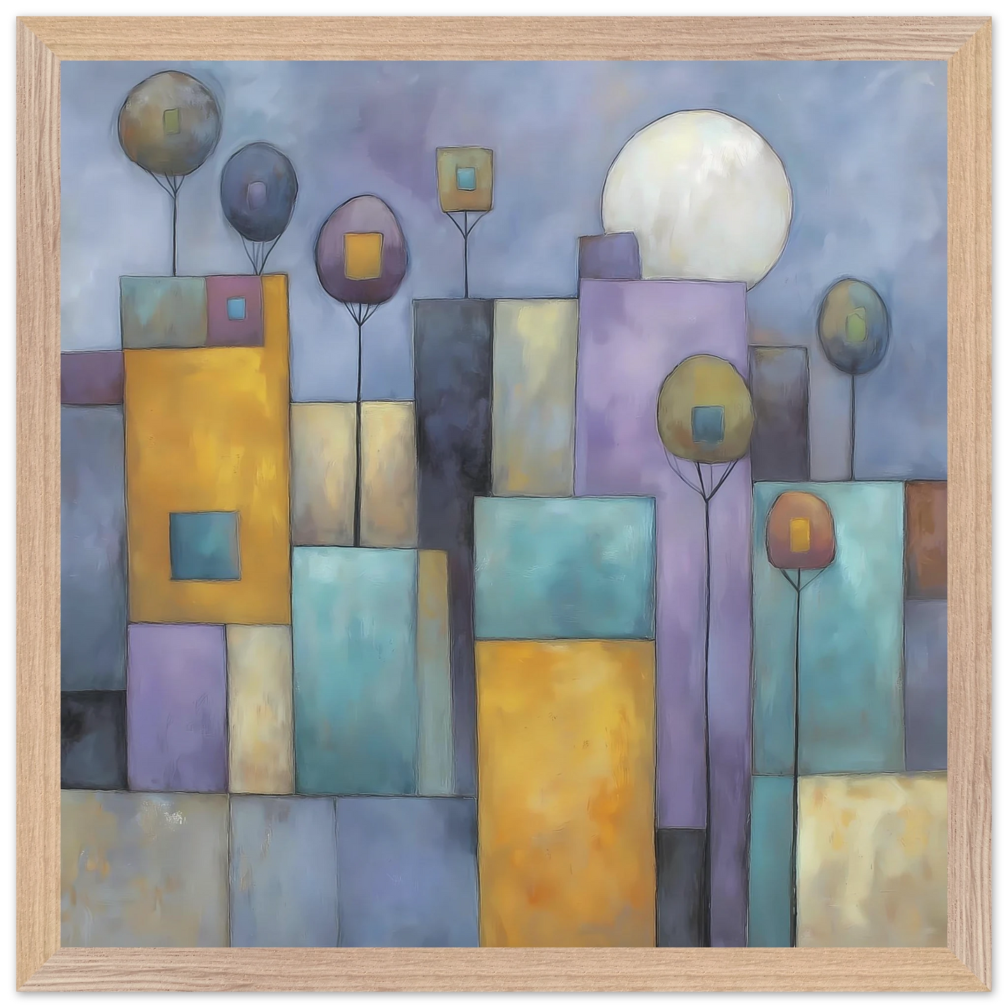 Ville sous la Lune — tableau encadré bois — vue 4 — art mural STNCL