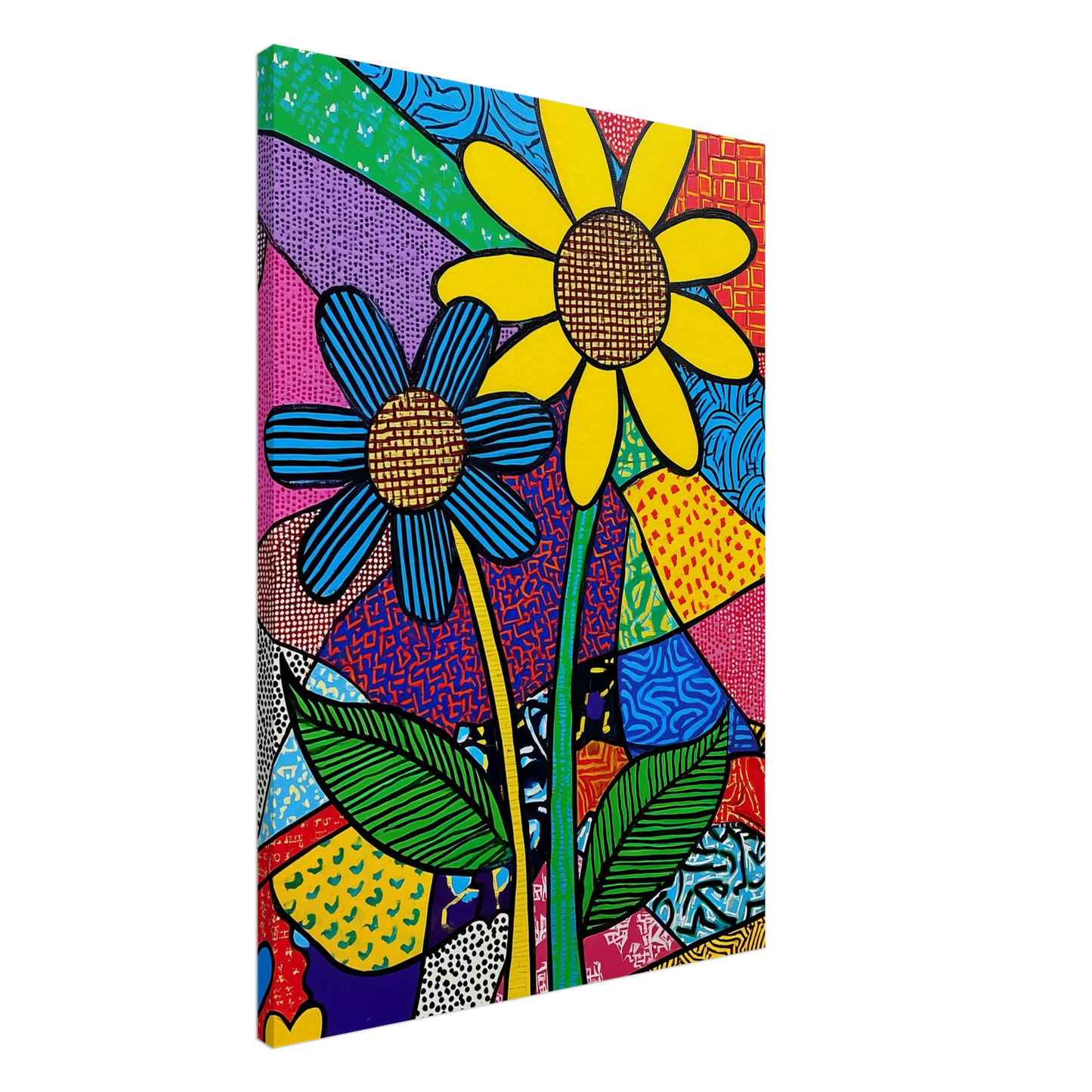 Deux Fleurs en Fête — tableau sur toile — art mural STNCL