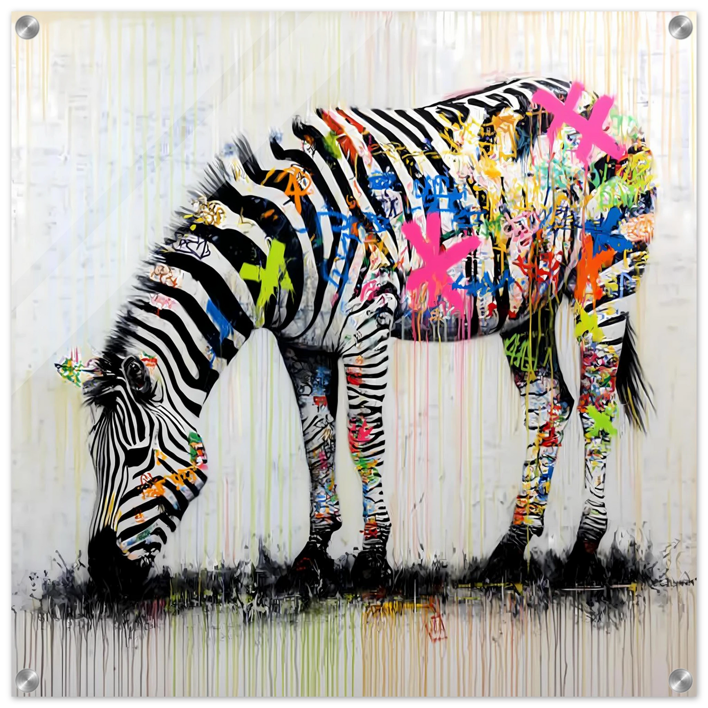 Zèbre Taggé — tableau plexiglas — art mural STNCL